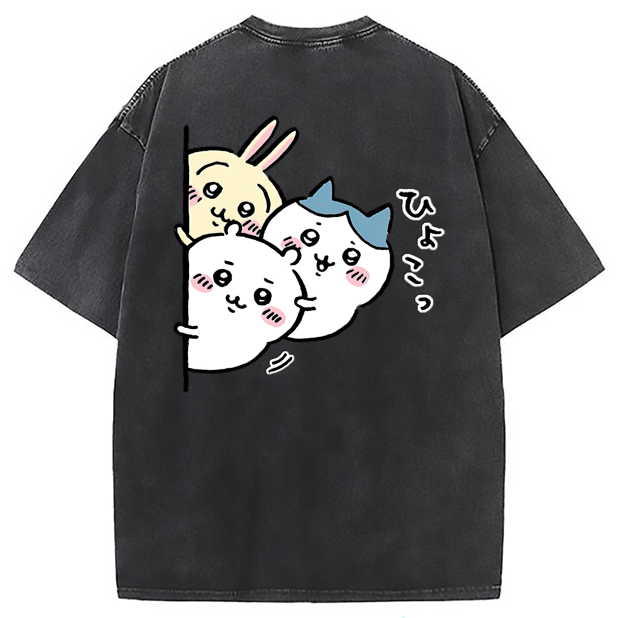（画像用） ちいかわ うさぎ Chii-kawa usagi 綿100% ヴィンテージ風 半袖Tシャツ（背面プリント）