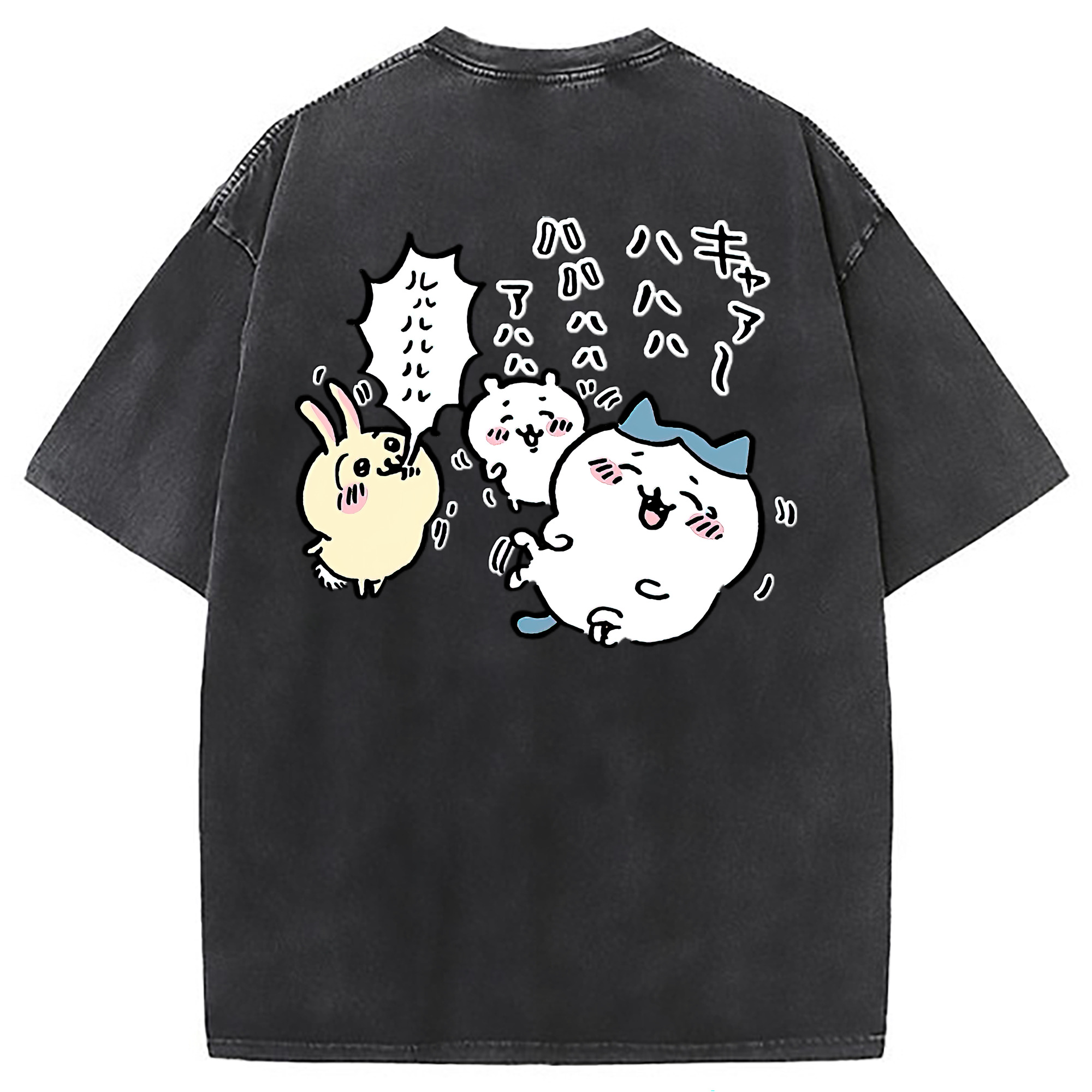 （画像用） ちいかわ うさぎ Chii-kawa usagi 綿100% ヴィンテージ風 半袖Tシャツ（背面プリント）