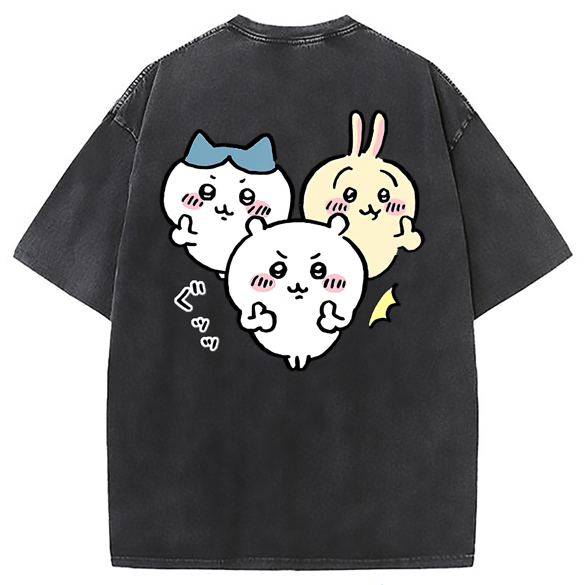 （画像用） ちいかわ うさぎ Chii-kawa usagi 綿100% ヴィンテージ風 半袖Tシャツ（背面プリント）