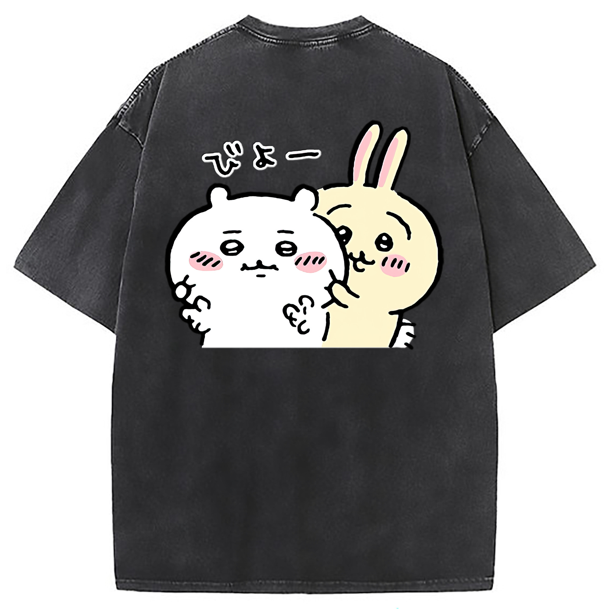 （画像用） ちいかわ うさぎ Chii-kawa usagi 綿100% ヴィンテージ風 半袖Tシャツ（背面プリント）