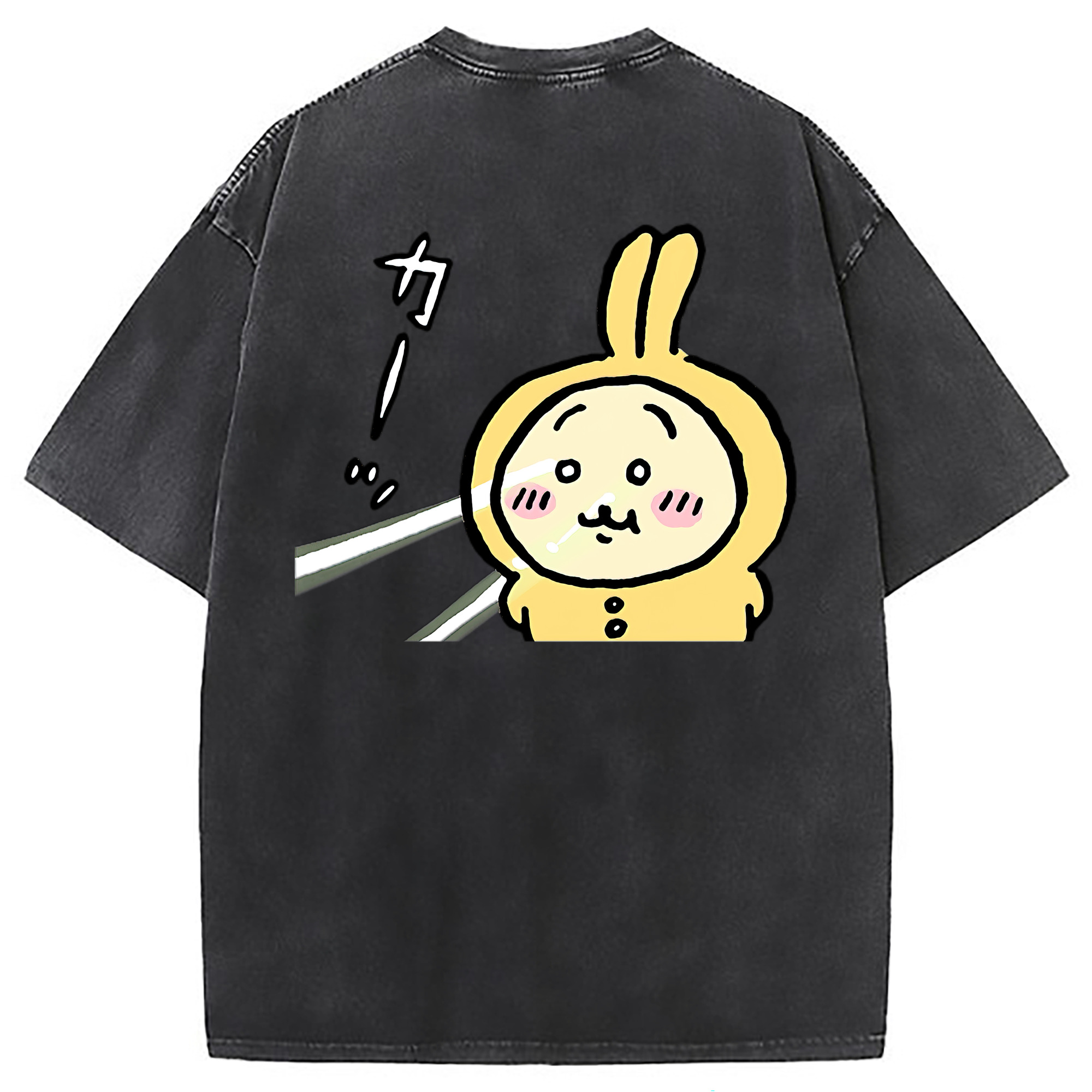 （画像用） ちいかわ うさぎ Chii-kawa usagi 綿100% ヴィンテージ風 半袖Tシャツ（背面プリント）