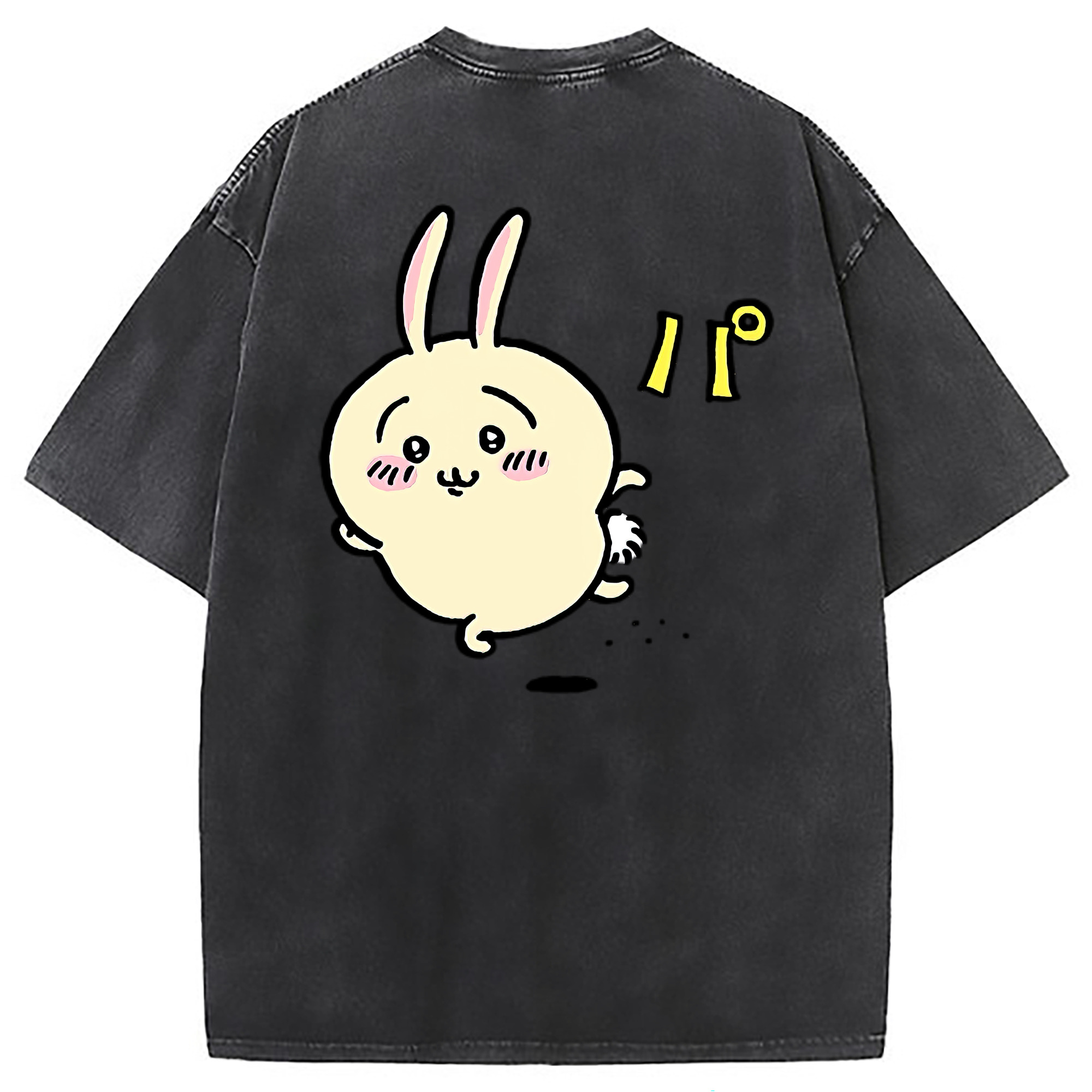（画像用） ちいかわ うさぎ Chii-kawa usagi 綿100% ヴィンテージ風 半袖Tシャツ（背面プリント）