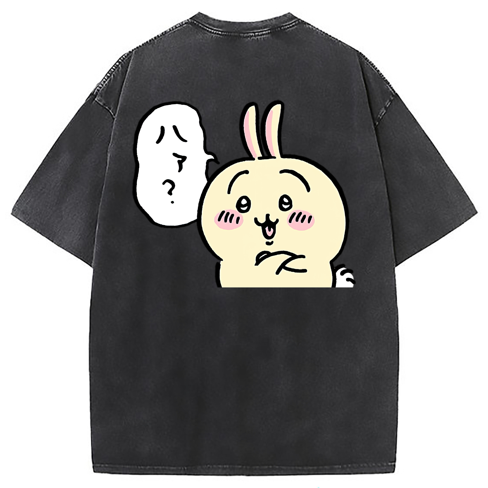 （画像用） ちいかわ うさぎ Chii-kawa usagi 綿100% ヴィンテージ風 半袖Tシャツ（背面プリント）