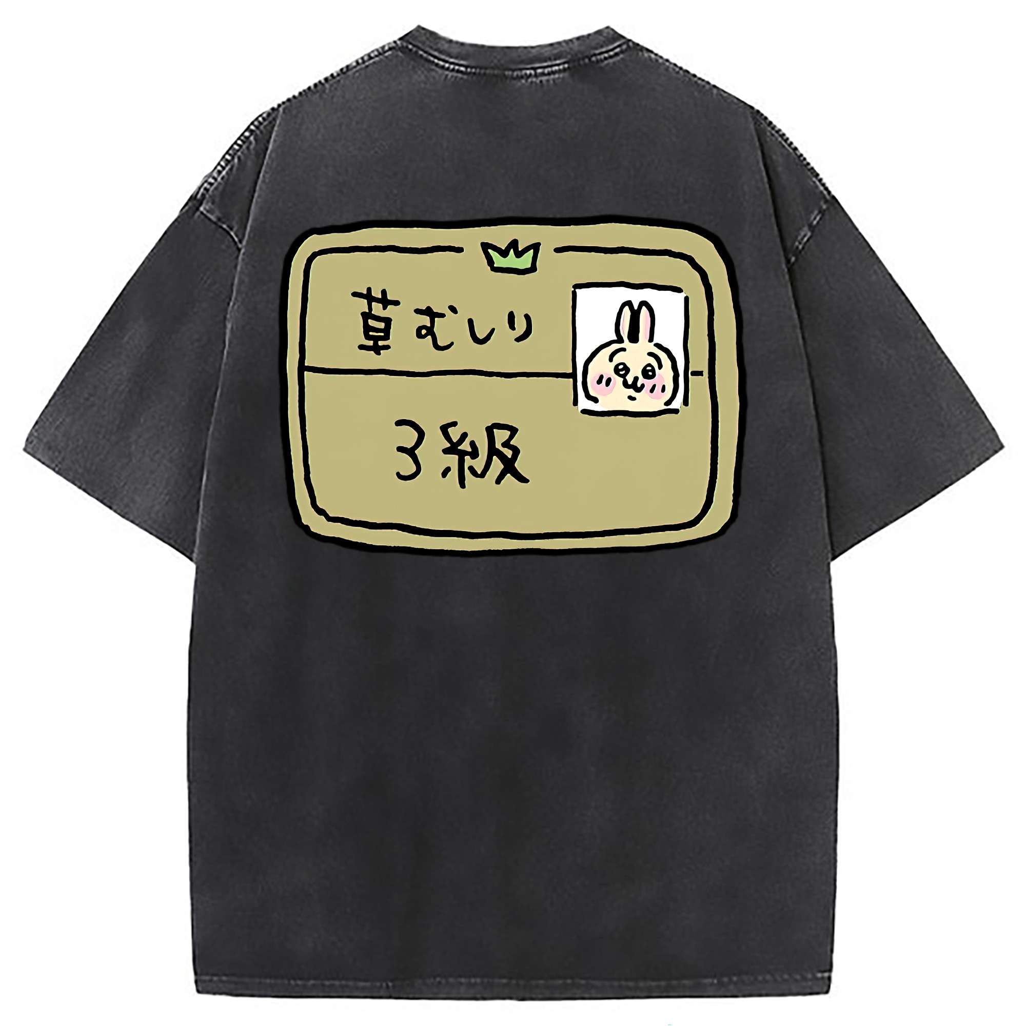 （画像用） ちいかわ うさぎ Chii-kawa usagi 綿100% ヴィンテージ風 半袖Tシャツ（背面プリント）