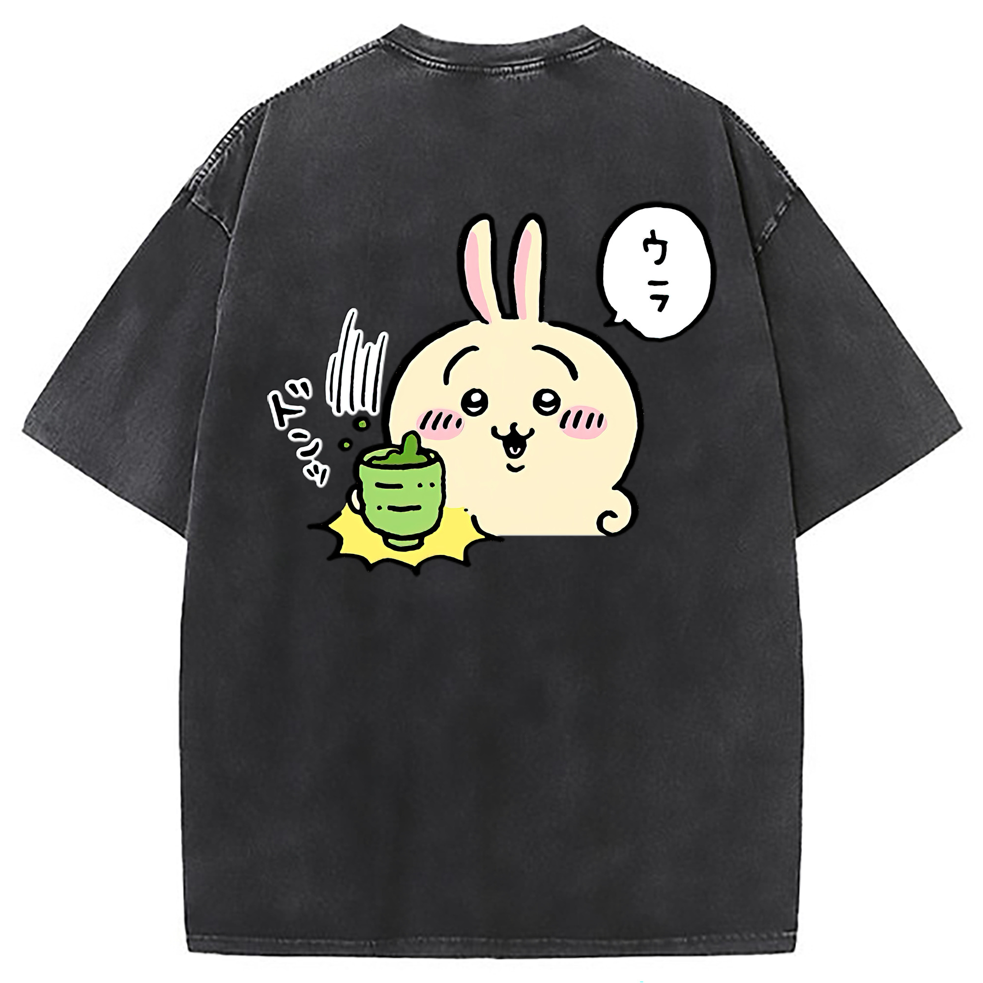 （画像用） ちいかわ うさぎ Chii-kawa usagi 綿100% ヴィンテージ風 半袖Tシャツ（背面プリント）