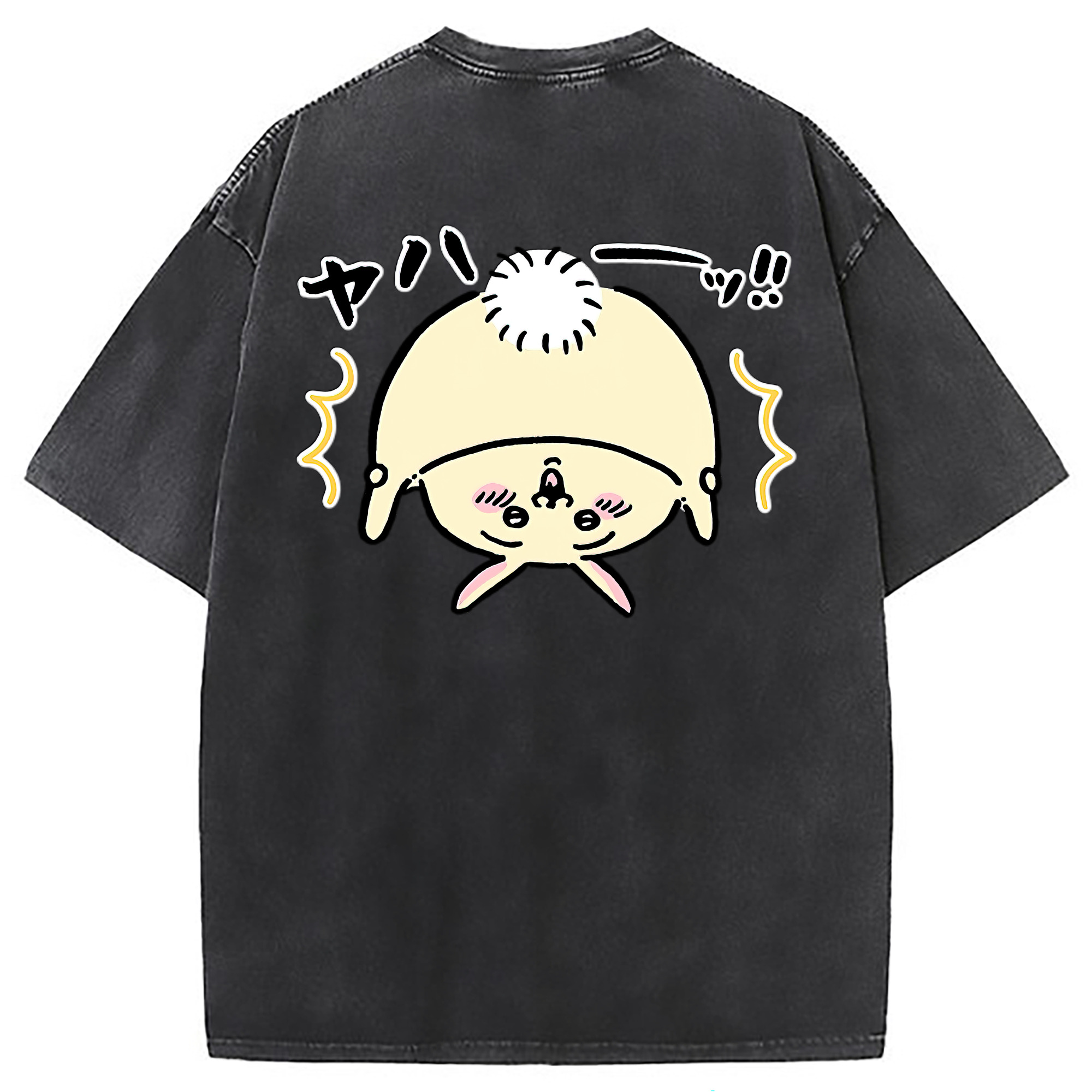 （画像用） ちいかわ うさぎ Chii-kawa usagi 綿100% ヴィンテージ風 半袖Tシャツ（背面プリント）