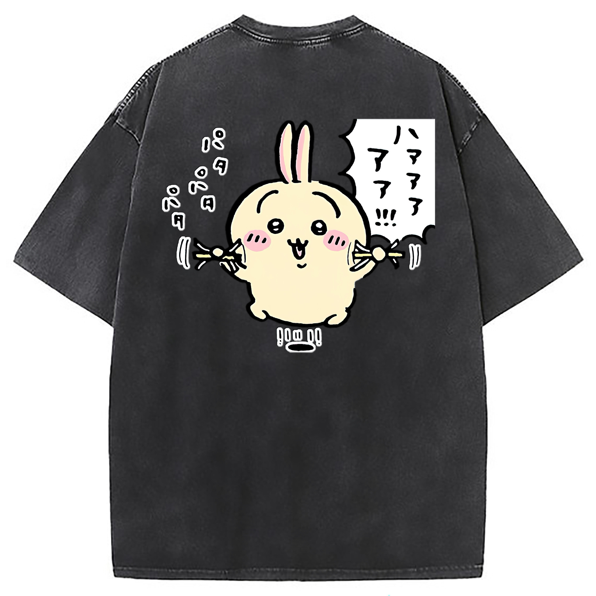 （画像用） ちいかわ うさぎ Chii-kawa usagi 綿100% ヴィンテージ風 半袖Tシャツ（背面プリント）