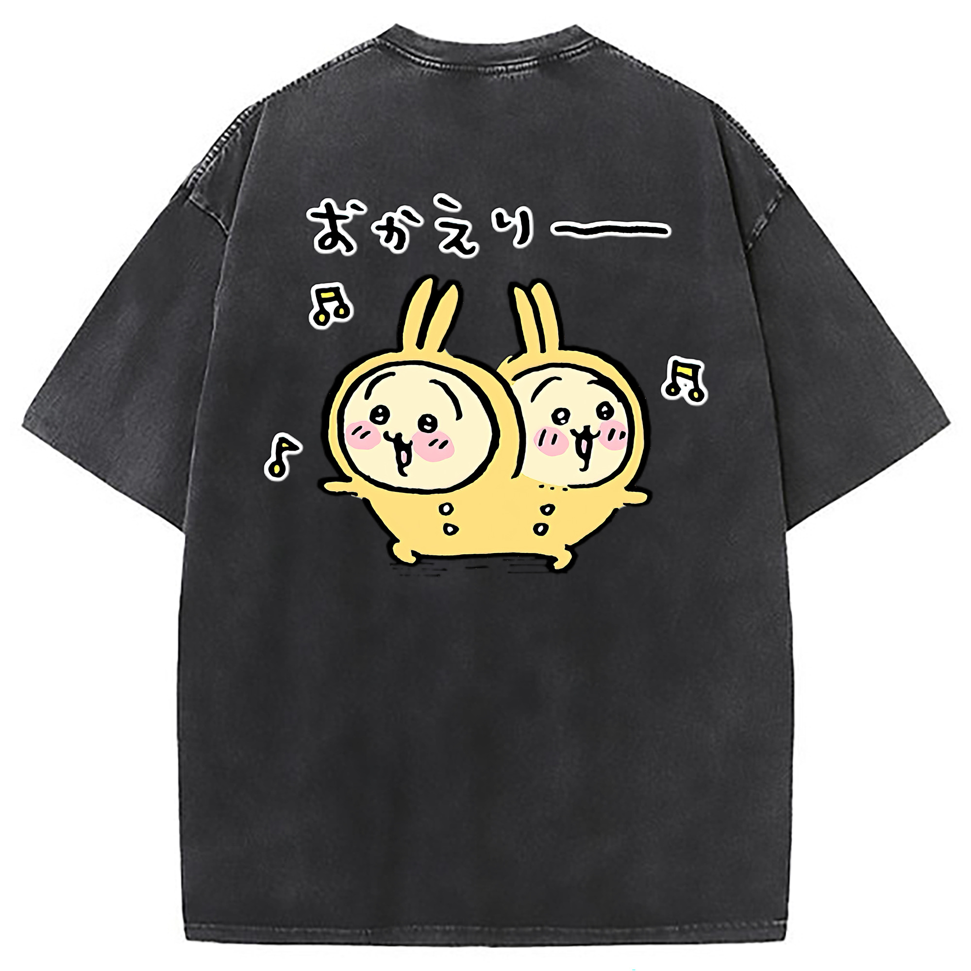 （画像用） ちいかわ うさぎ Chii-kawa usagi 綿100% ヴィンテージ風 半袖Tシャツ（背面プリント）