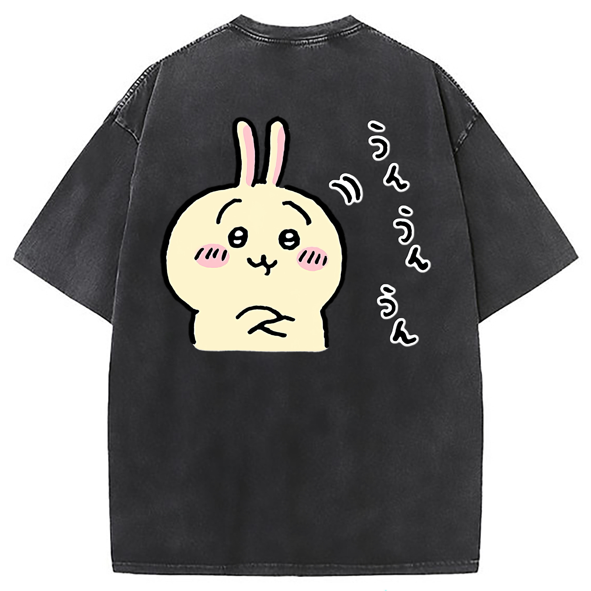 （画像用） ちいかわ うさぎ Chii-kawa usagi 綿100% ヴィンテージ風 半袖Tシャツ（背面プリント）