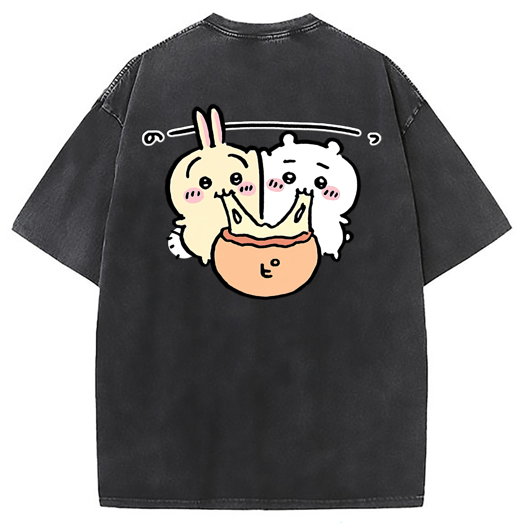（画像用） ちいかわ うさぎ Chii-kawa usagi 綿100% ヴィンテージ風 半袖Tシャツ（背面プリント）