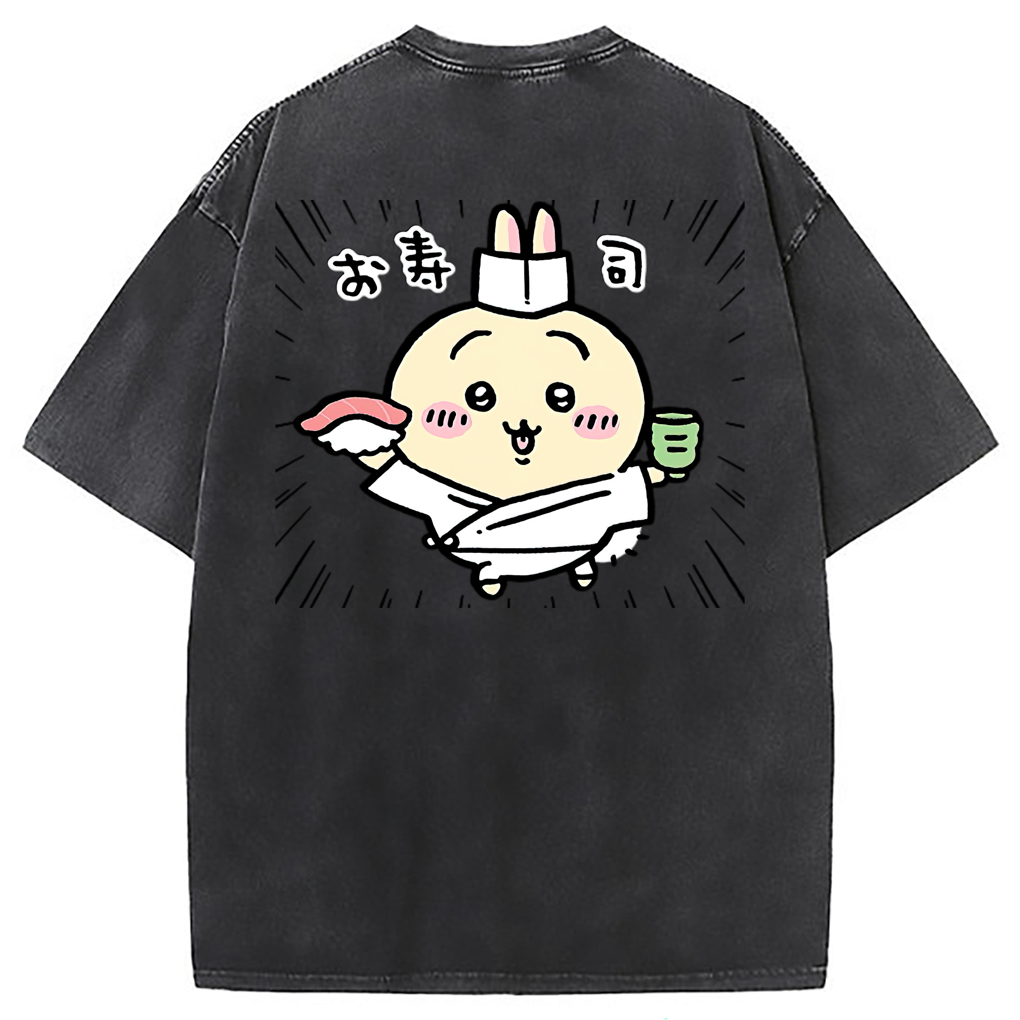 （画像用） ちいかわ うさぎ Chii-kawa usagi 綿100% ヴィンテージ風 半袖Tシャツ（背面プリント）