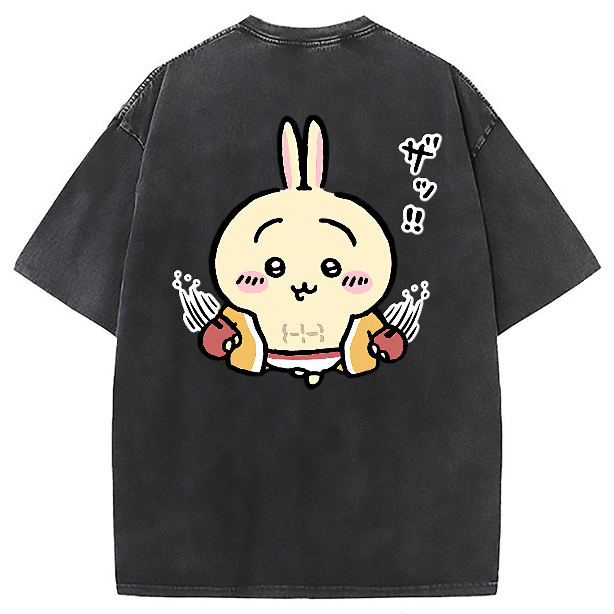 （画像用） ちいかわ うさぎ Chii-kawa usagi 綿100% ヴィンテージ風 半袖Tシャツ（背面プリント）