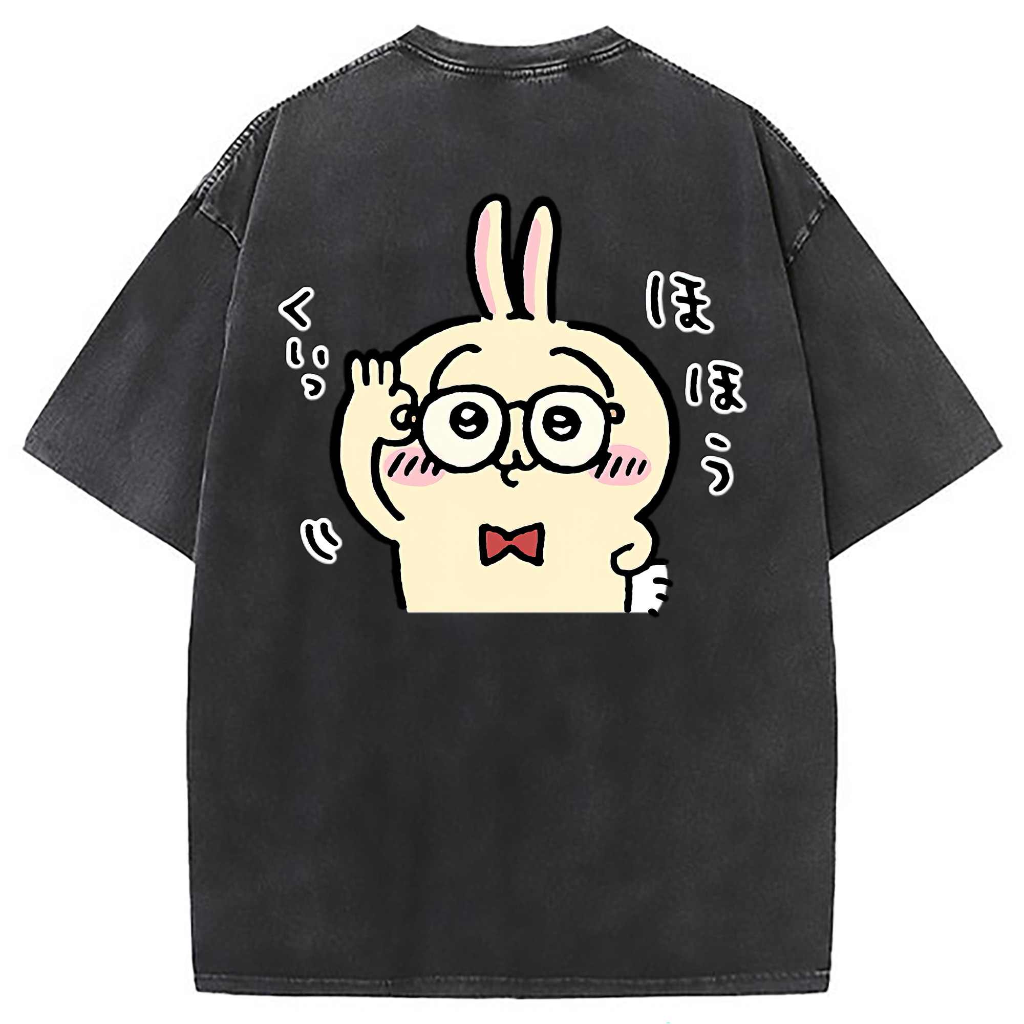 （画像用） ちいかわ うさぎ Chii-kawa usagi 綿100% ヴィンテージ風 半袖Tシャツ（背面プリント）