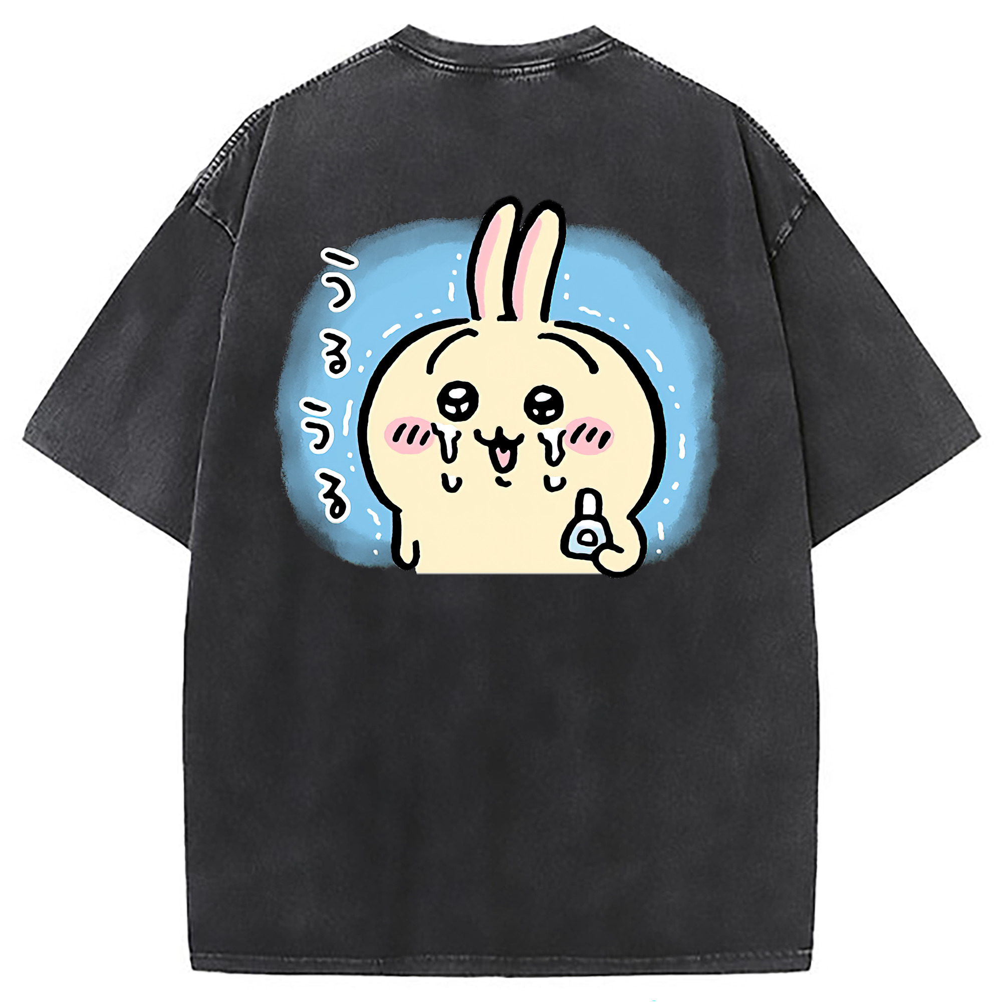 （画像用） ちいかわ うさぎ Chii-kawa usagi 綿100% ヴィンテージ風 半袖Tシャツ（背面プリント）