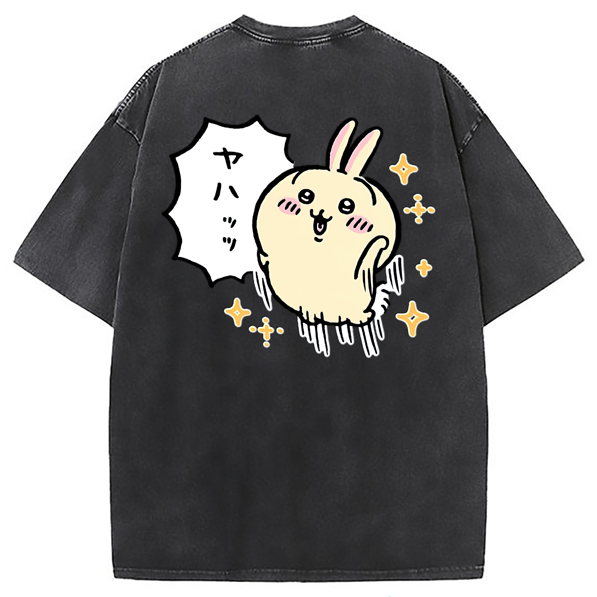 （画像用） ちいかわ うさぎ Chii-kawa usagi 綿100% ヴィンテージ風 半袖Tシャツ（背面プリント）