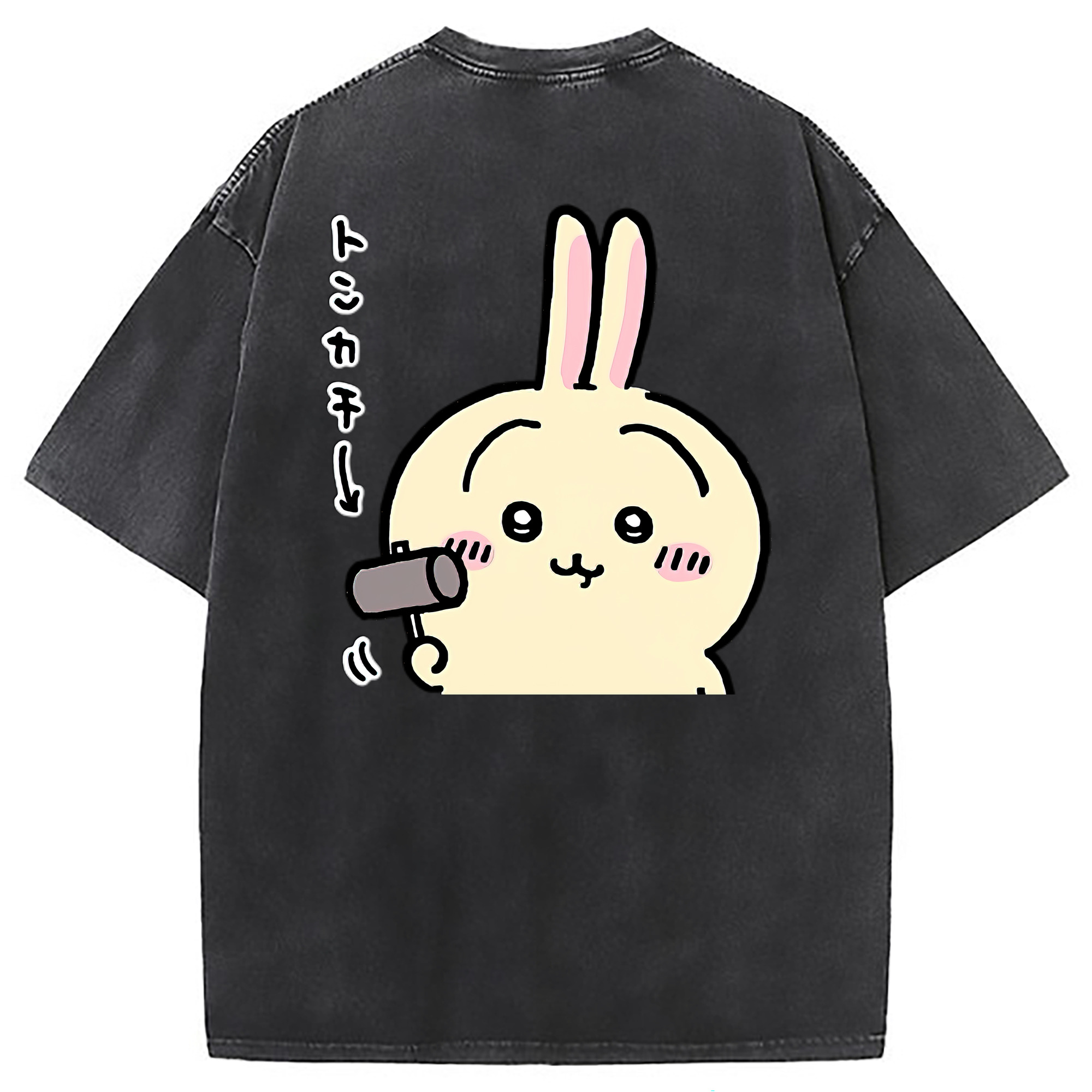 （画像用） ちいかわ うさぎ Chii-kawa usagi 綿100% ヴィンテージ風 半袖Tシャツ（背面プリント）