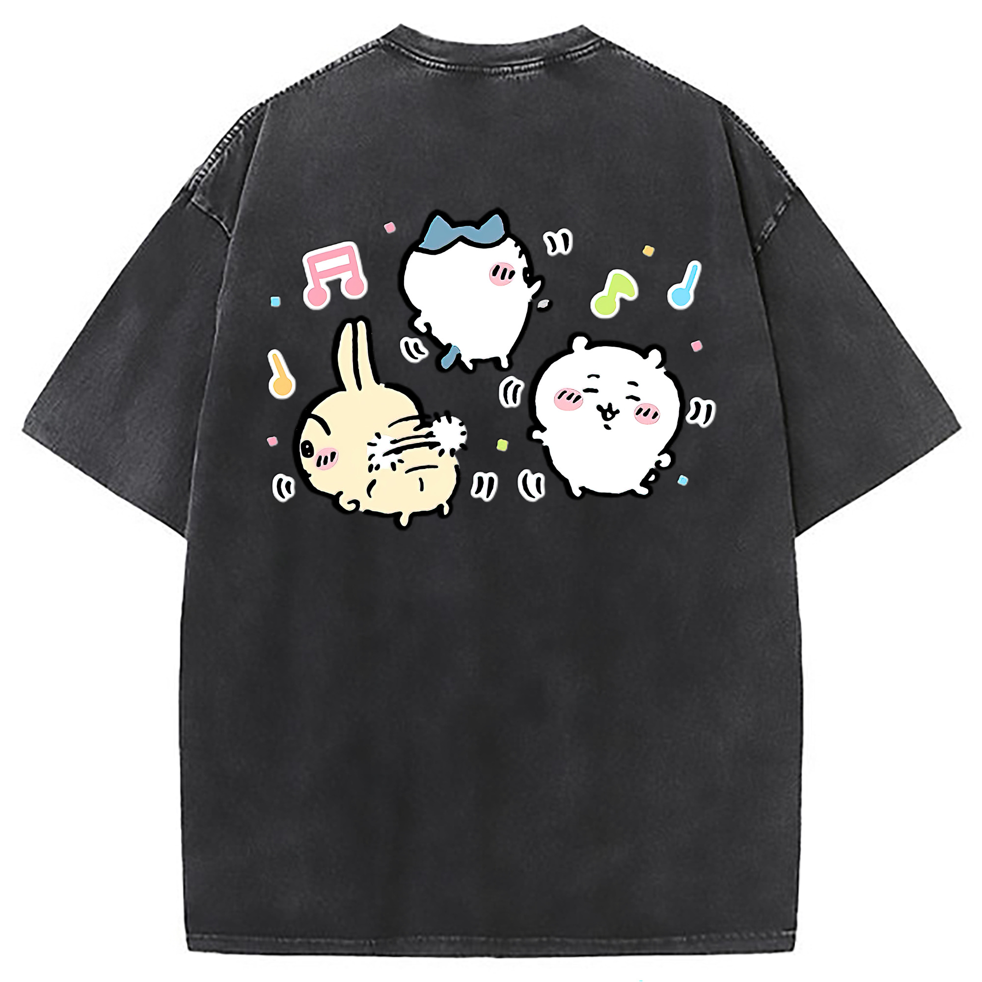 （画像用） ちいかわ うさぎ Chii-kawa usagi 綿100% ヴィンテージ風 半袖Tシャツ（背面プリント）