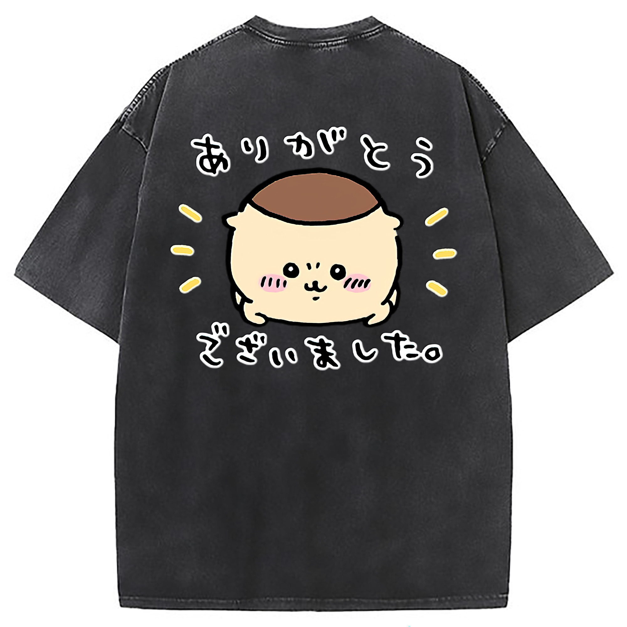 （画像用） ちいかわ くりまんじゅう Chii-kawa kuri manjū 綿100% ヴィンテージ風 半袖Tシャツ（背面プリント）