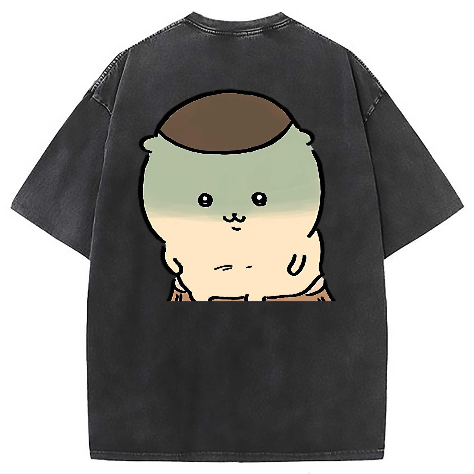 （画像用） ちいかわ くりまんじゅう Chii-kawa kuri manjū 綿100% ヴィンテージ風 半袖Tシャツ（背面プリント）