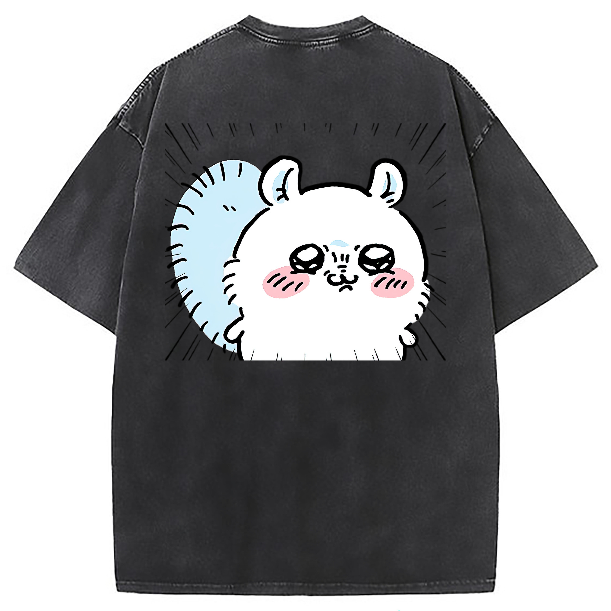 （画像用） ちいかわ モモンガ Chii-kawa Momonga 綿100% ヴィンテージ風 半袖Tシャツ（背面プリント）