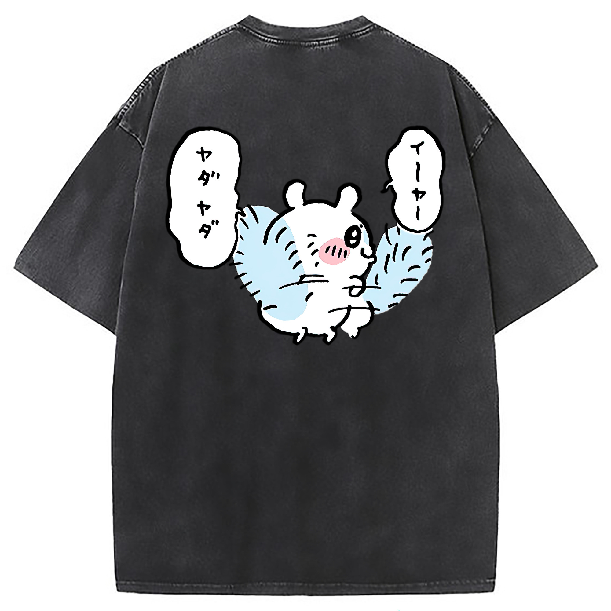 （画像用） ちいかわ モモンガ Chii-kawa Momonga 綿100% ヴィンテージ風 半袖Tシャツ（背面プリント）