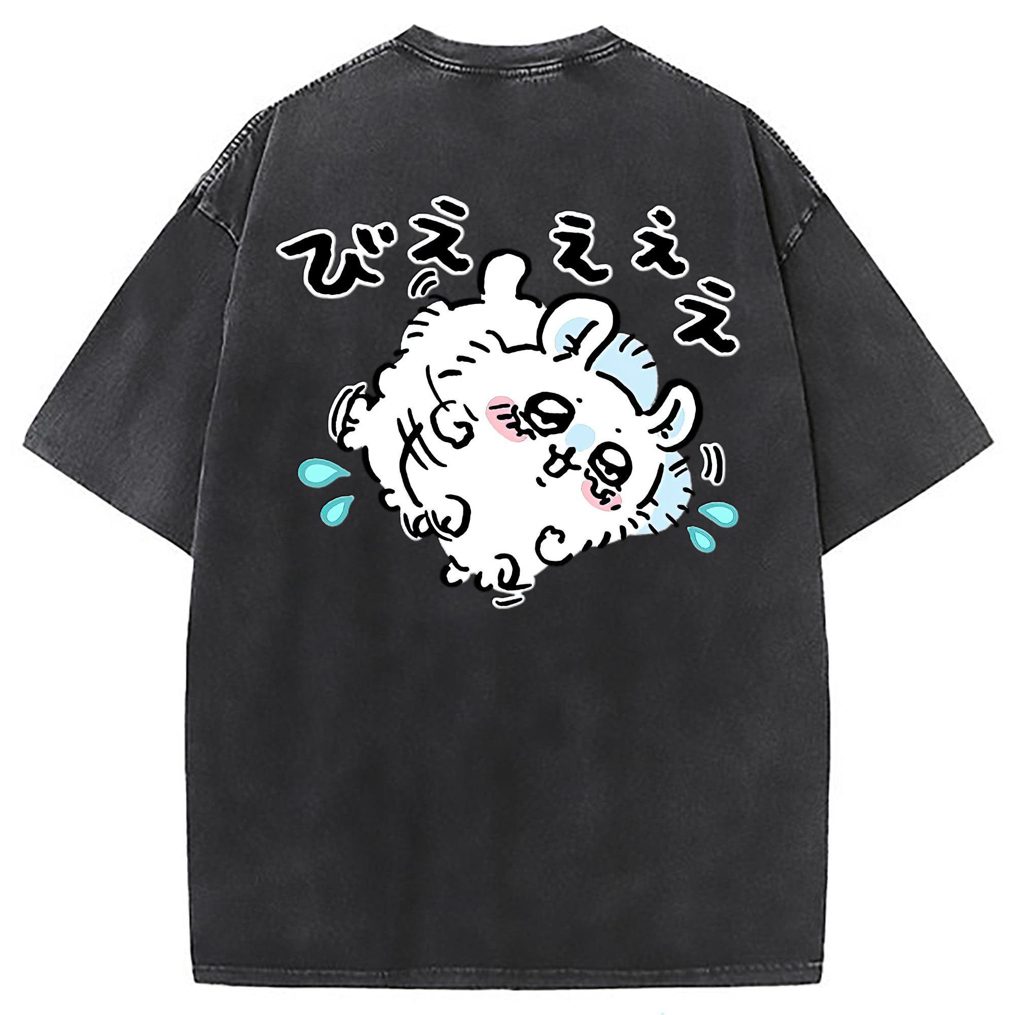 （画像用） ちいかわ モモンガ Chii-kawa Momonga 綿100% ヴィンテージ風 半袖Tシャツ（背面プリント）
