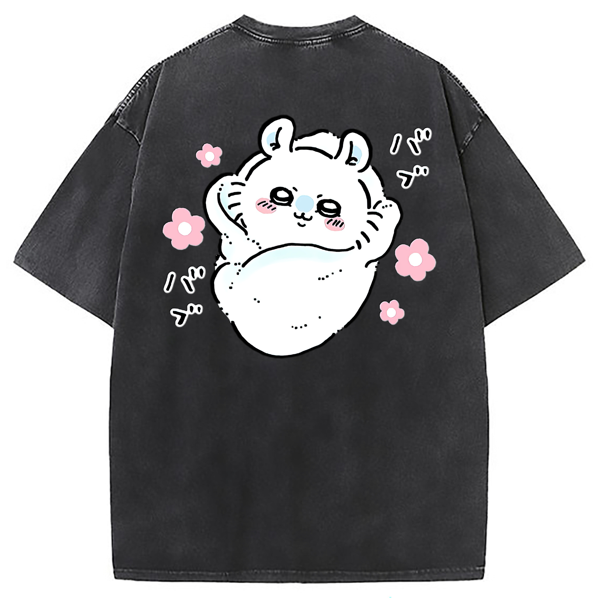 （画像用） ちいかわ モモンガ Chii-kawa Momonga 綿100% ヴィンテージ風 半袖Tシャツ（背面プリント）