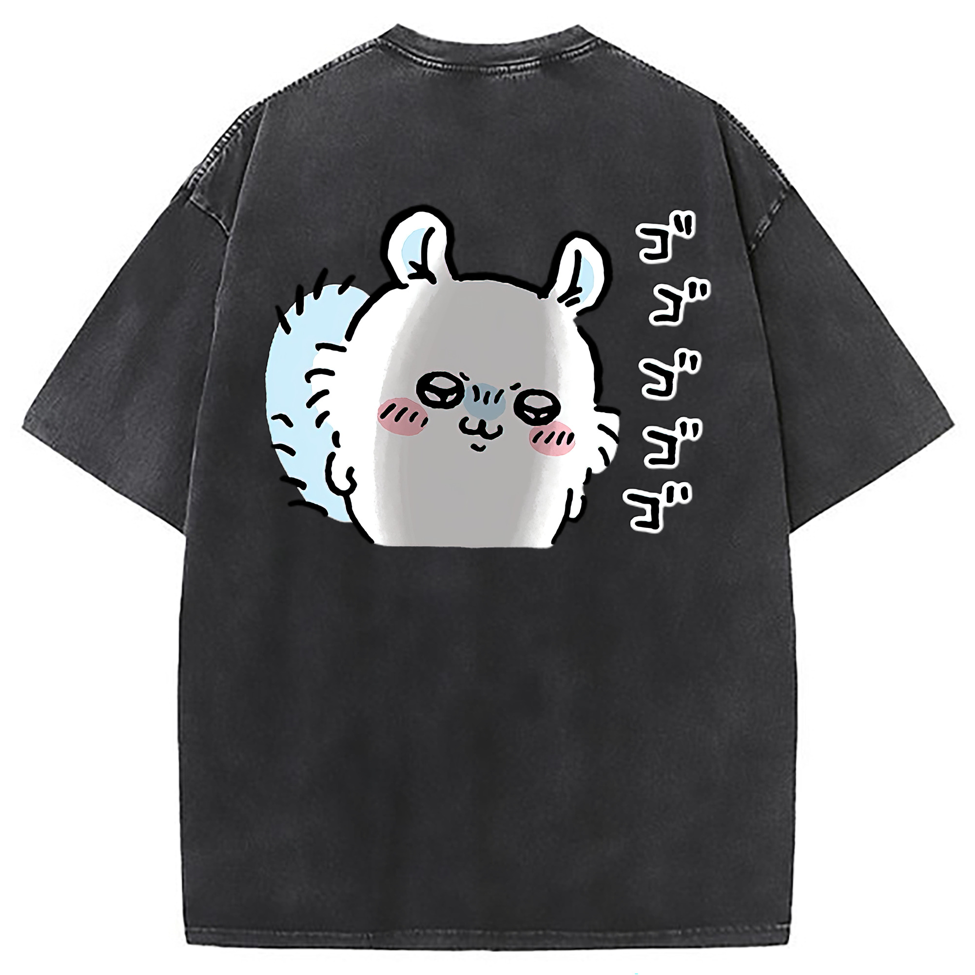 （画像用） ちいかわ モモンガ Chii-kawa Momonga 綿100% ヴィンテージ風 半袖Tシャツ（背面プリント）