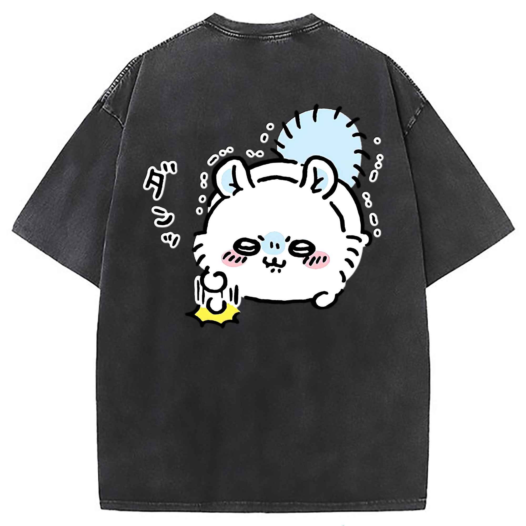 （画像用） ちいかわ モモンガ Chii-kawa Momonga 綿100% ヴィンテージ風 半袖Tシャツ（背面プリント）