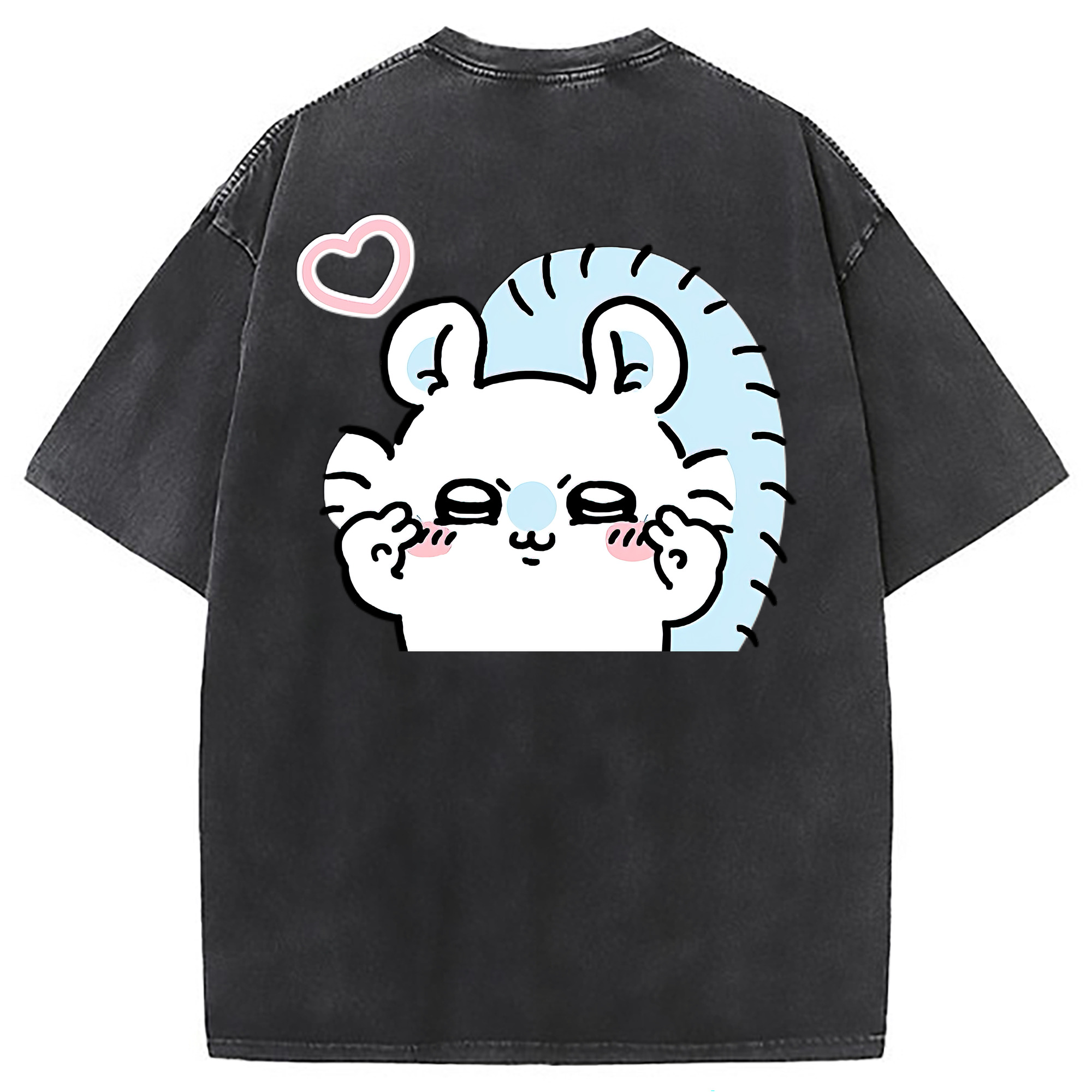 （画像用） ちいかわ モモンガ Chii-kawa Momonga 綿100% ヴィンテージ風 半袖Tシャツ（背面プリント）