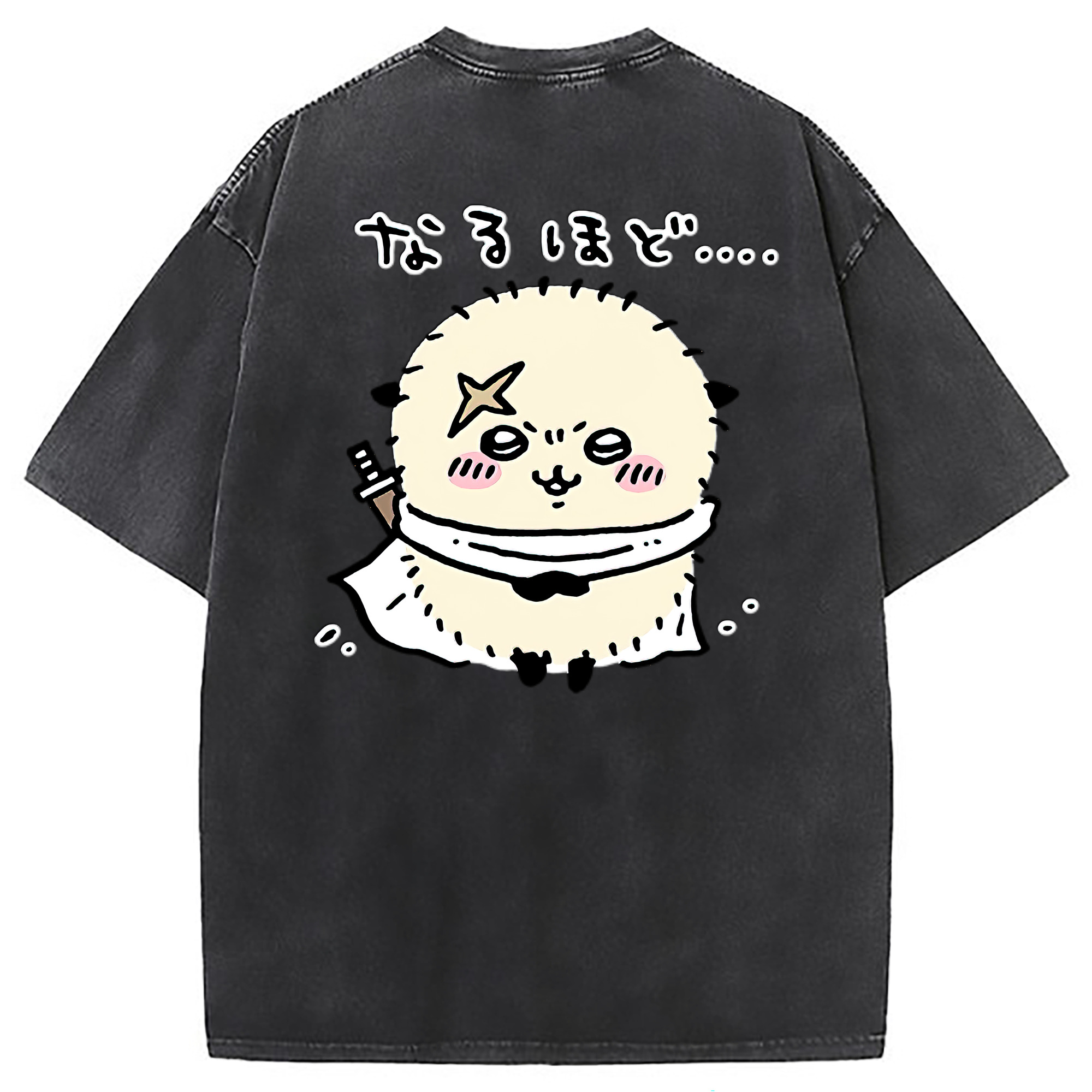 （画像用） ちいかわ ラッコ Chii-kawa Sea otter 綿100% ヴィンテージ風 半袖Tシャツ（背面プリント）