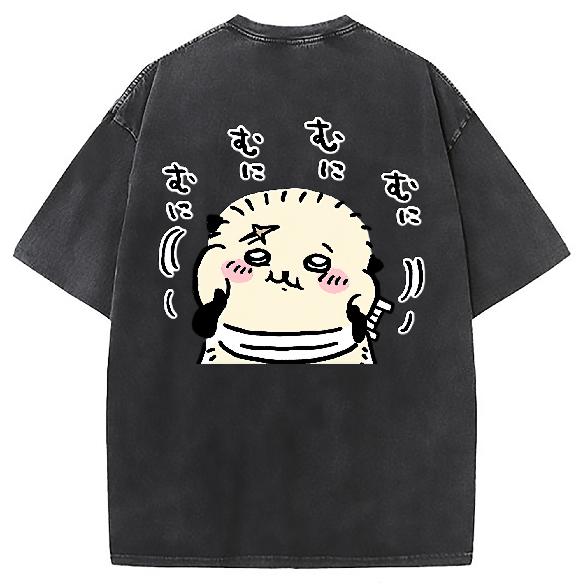 （画像用） ちいかわ ラッコ Chii-kawa Sea otter 綿100% ヴィンテージ風 半袖Tシャツ（背面プリント）