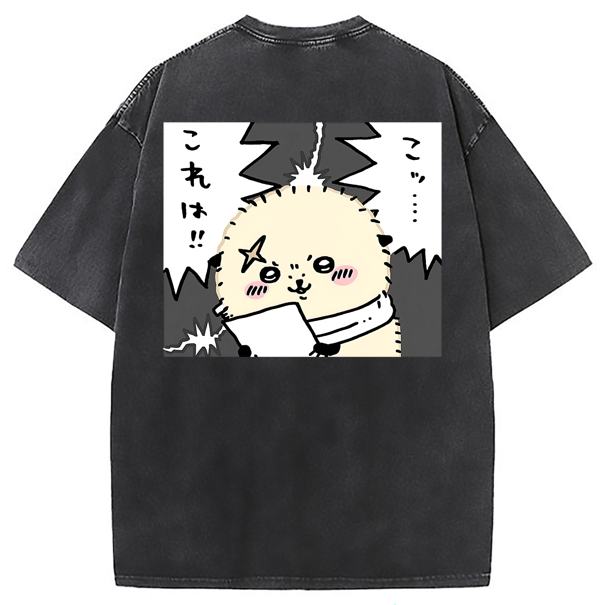 （画像用） ちいかわ ラッコ Chii-kawa Sea otter 綿100% ヴィンテージ風 半袖Tシャツ（背面プリント）