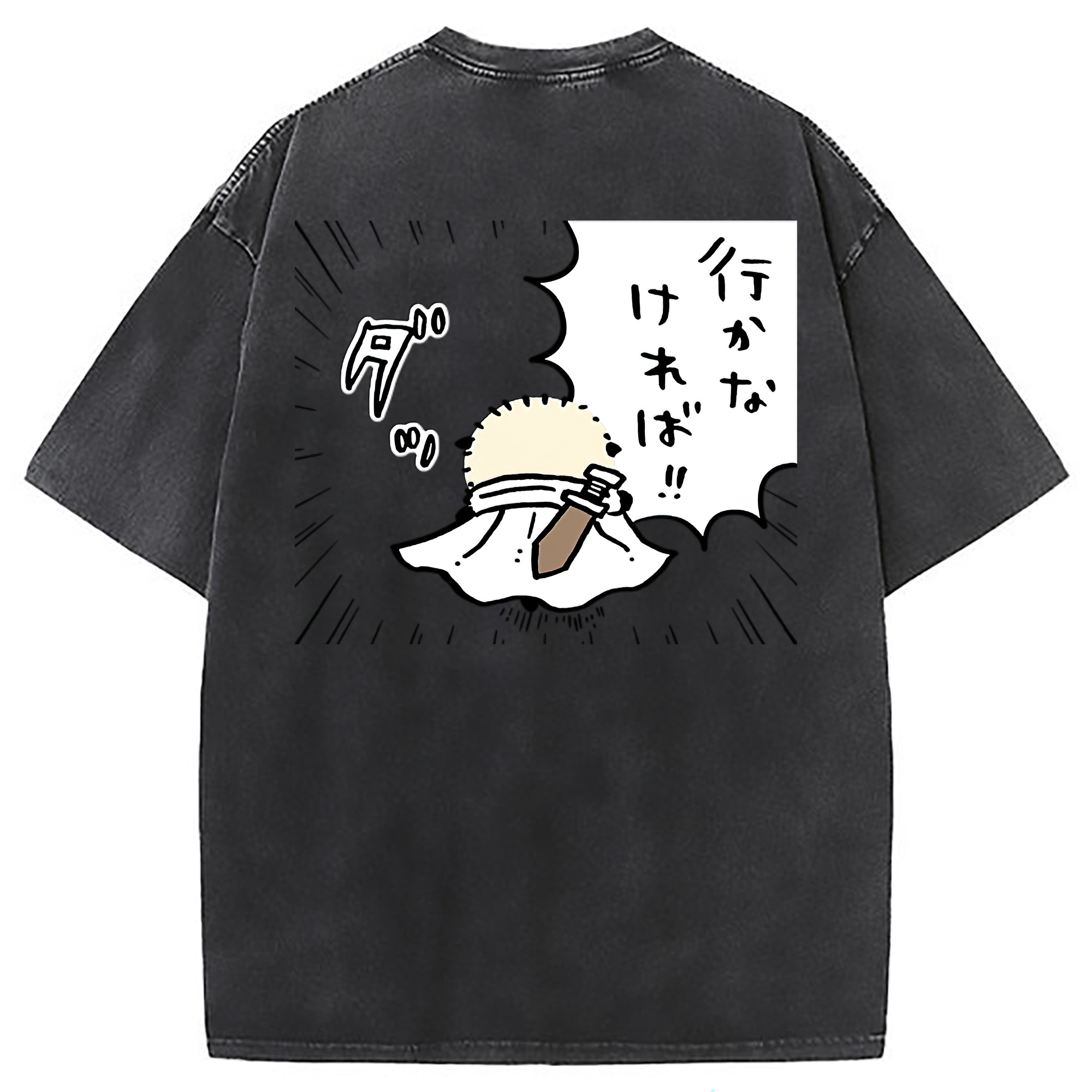 （画像用） ちいかわ ラッコ Chii-kawa Sea otter 綿100% ヴィンテージ風 半袖Tシャツ（背面プリント）