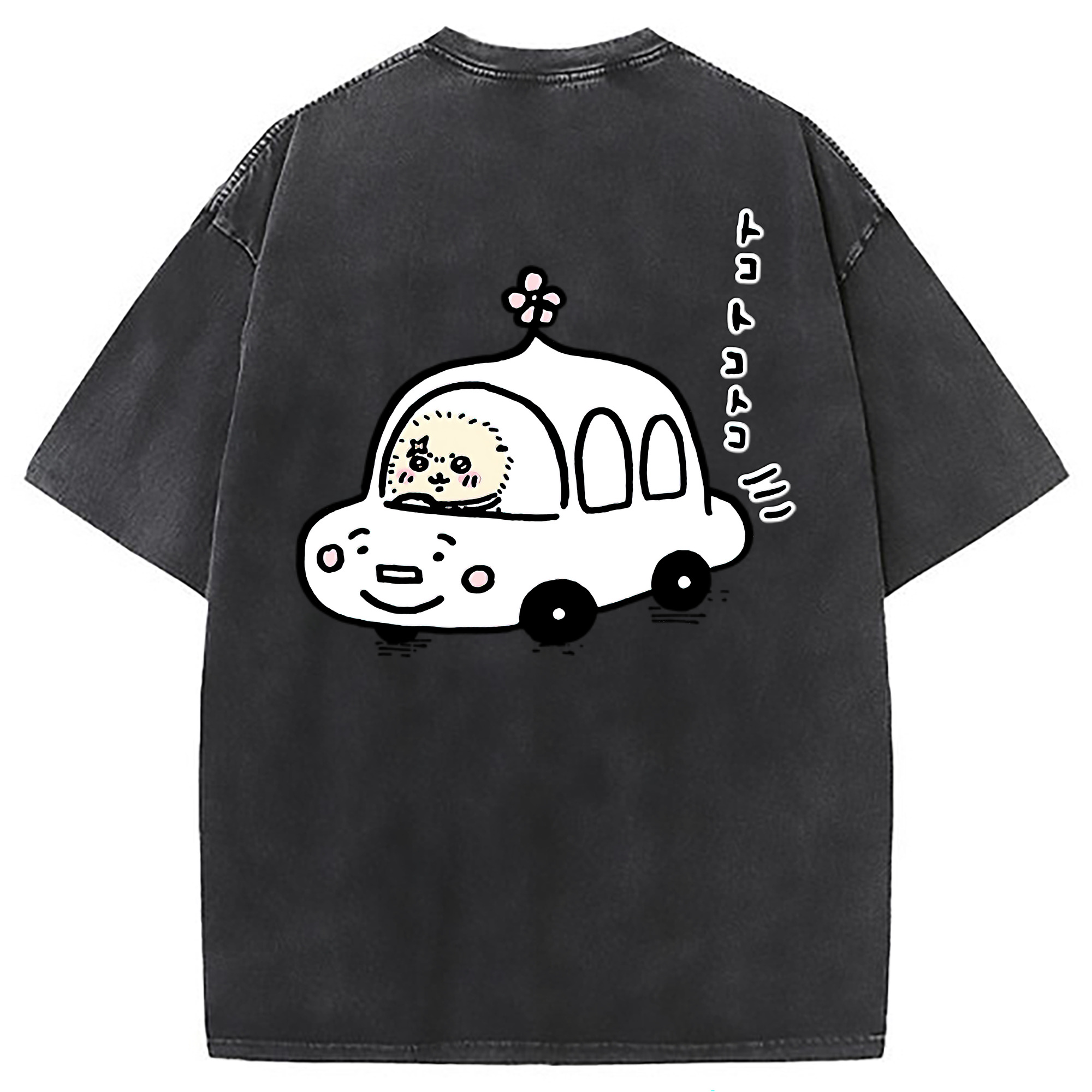 （画像用） ちいかわ ラッコ Chii-kawa Sea otter 綿100% ヴィンテージ風 半袖Tシャツ（背面プリント）