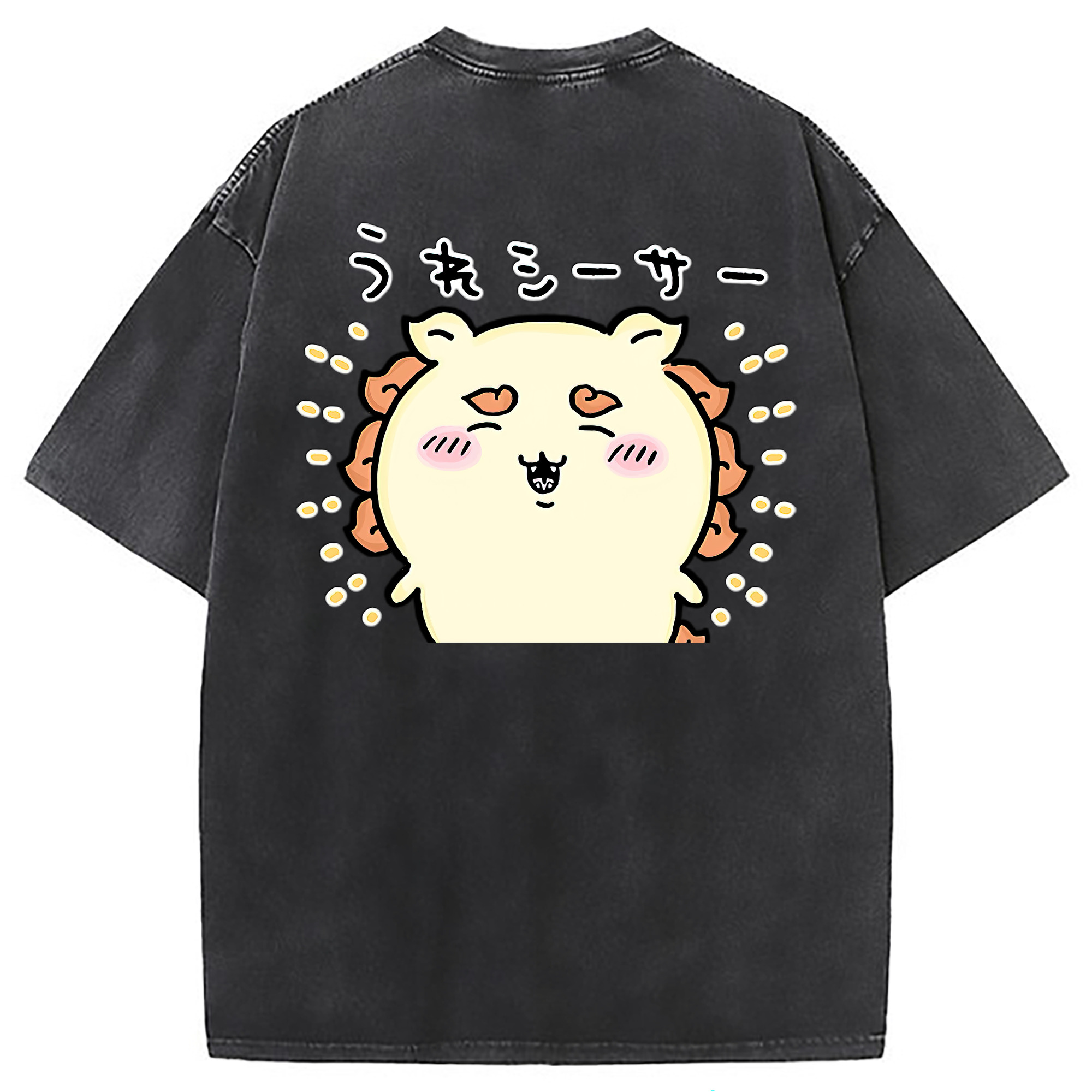 （画像用） ちいかわ シーサー Chii-kawa Shisa 綿100% ヴィンテージ風 半袖Tシャツ（背面プリント）