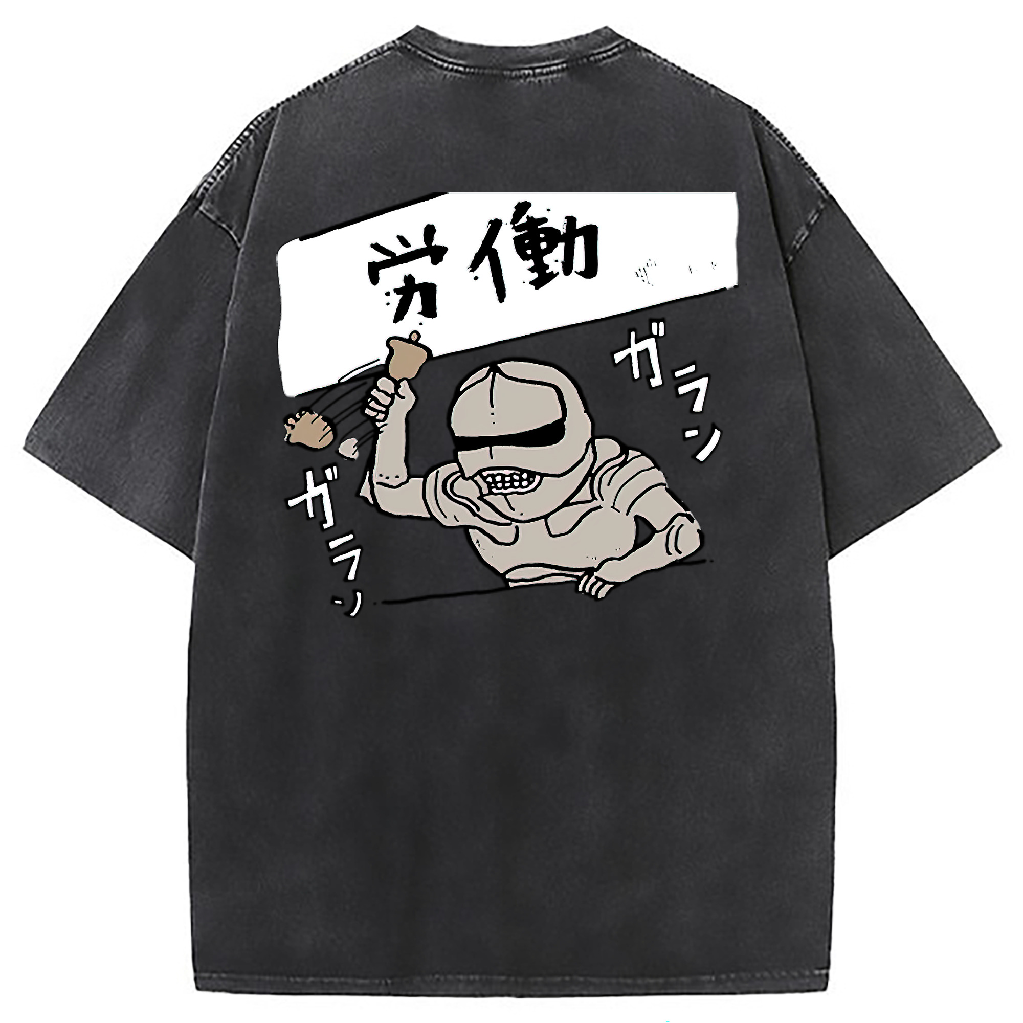 （画像用） ちいかわ 労働の鎧さん Chii-kawa Mr. Armor of Labor 綿100% ヴィンテージ風 半袖Tシャツ（背面プリント）