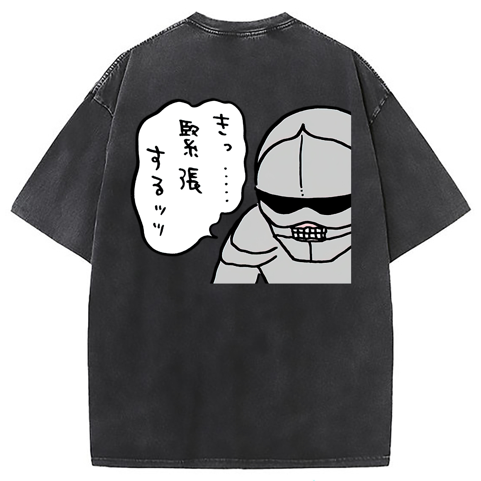 （画像用） ちいかわ 労働の鎧さん Chii-kawa Mr. Armor of Labor 綿100% ヴィンテージ風 半袖Tシャツ（背面プリント）