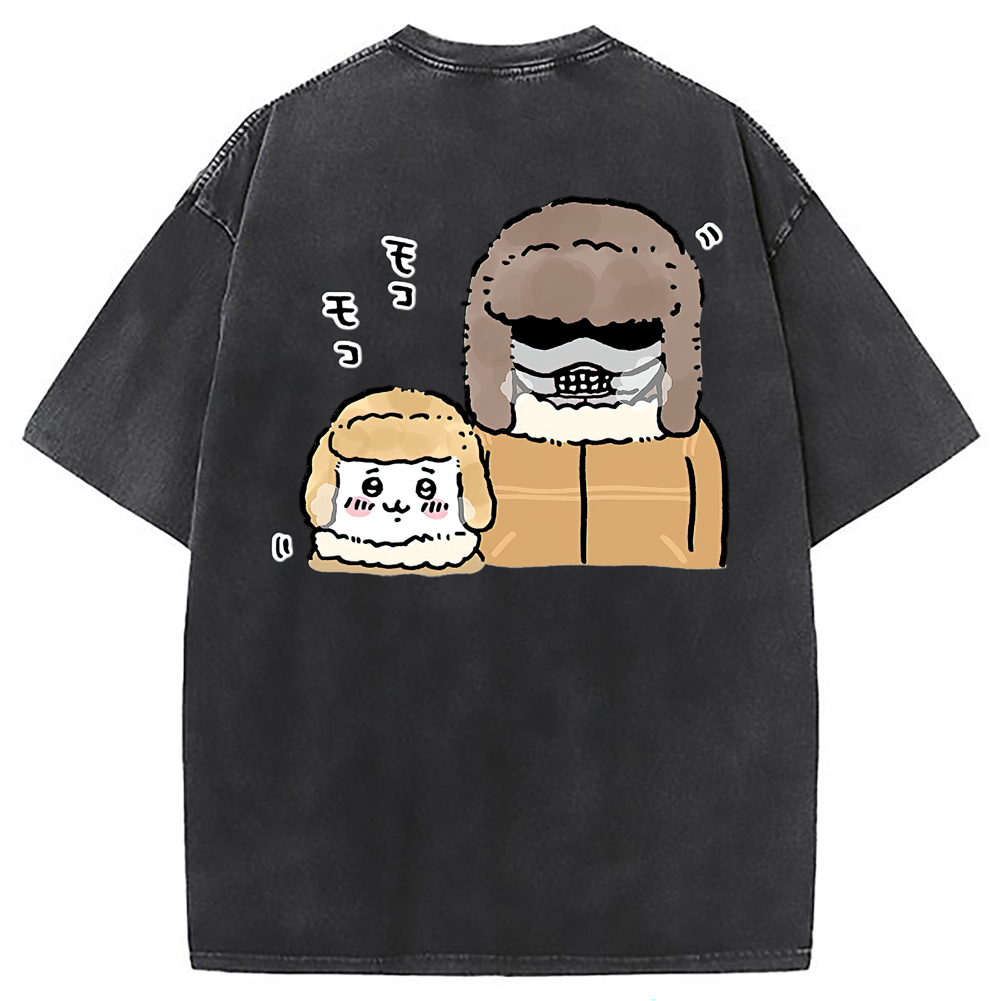 （画像用） ちいかわ 労働の鎧さん Chii-kawa Mr. Armor of Labor 綿100% ヴィンテージ風 半袖Tシャツ（背面プリント）