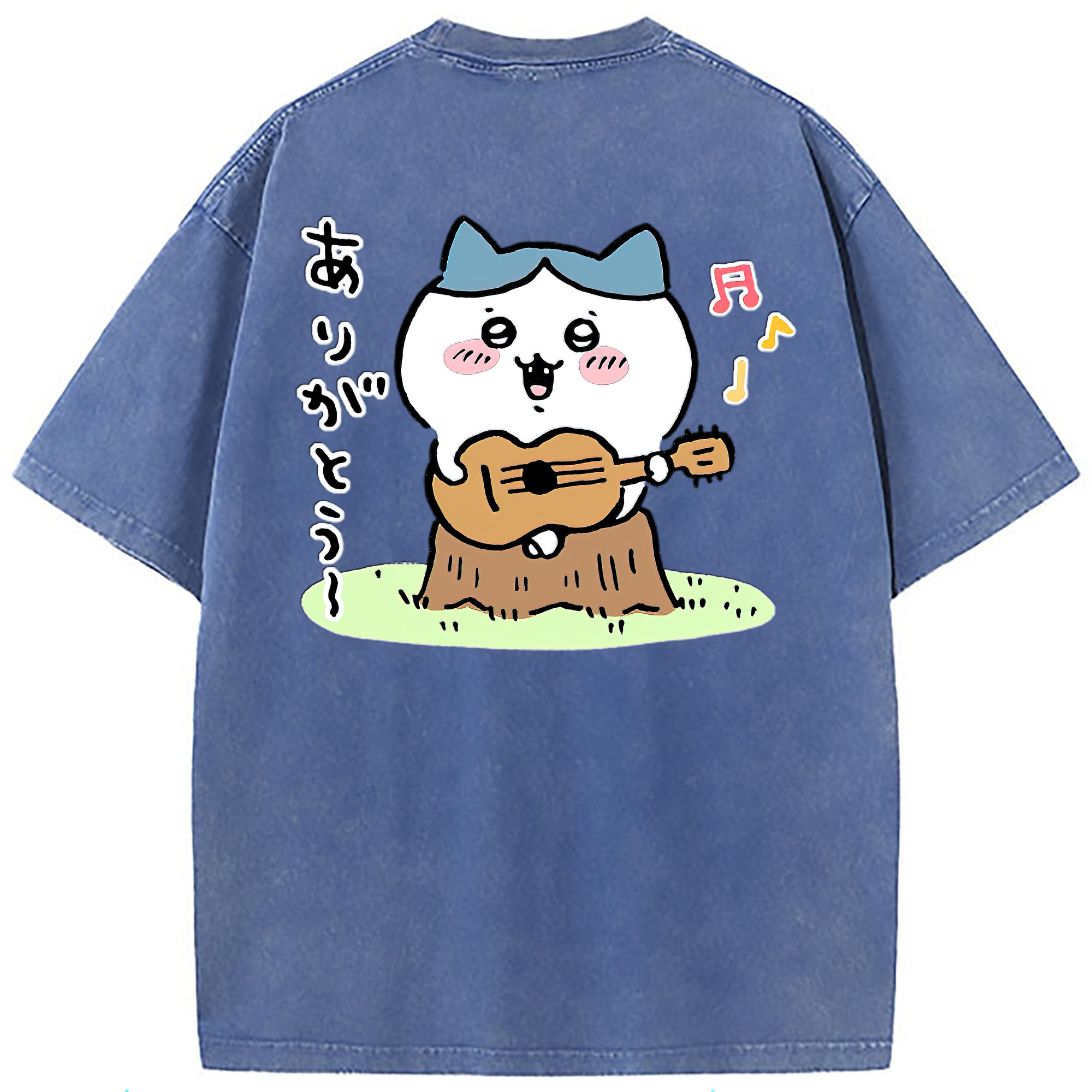（画像用） ちいかわ ハチワレ Chii-kawa hachiware 綿100% ヴィンテージ風 半袖Tシャツ（背面プリント）