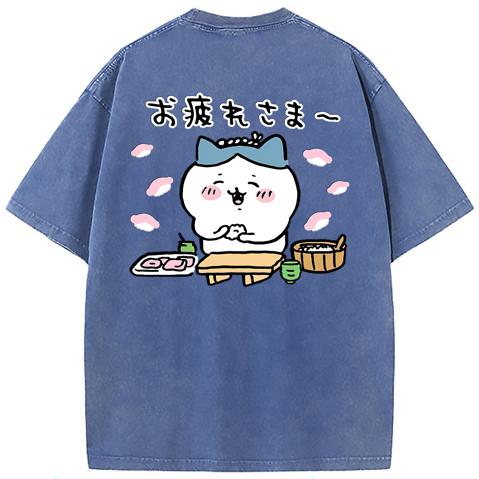 （画像用） ちいかわ ハチワレ Chii-kawa hachiware 綿100% ヴィンテージ風 半袖Tシャツ（背面プリント）