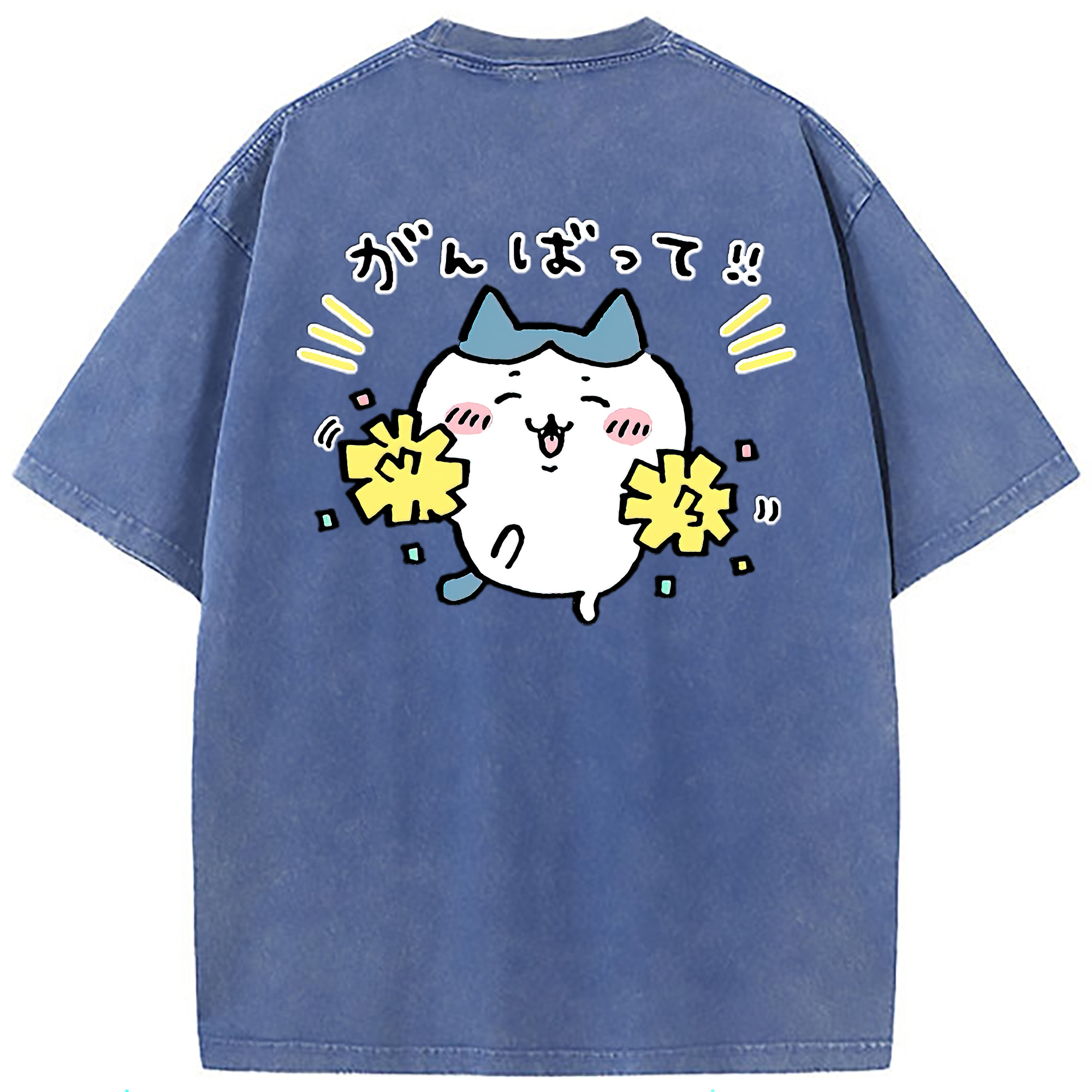 （画像用） ちいかわ ハチワレ Chii-kawa hachiware 綿100% ヴィンテージ風 半袖Tシャツ（背面プリント）