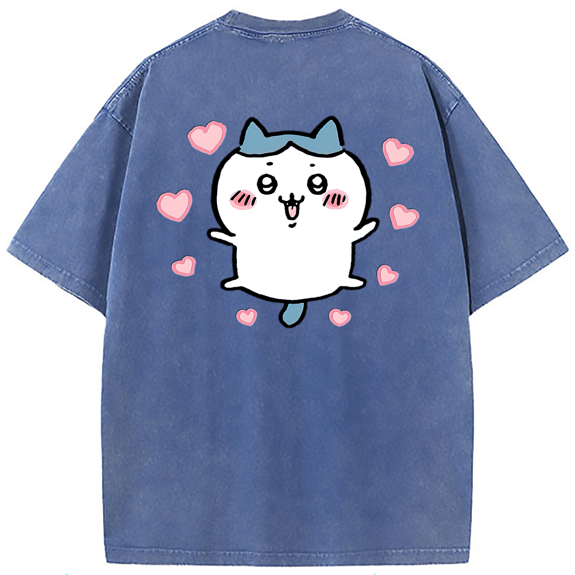 （画像用） ちいかわ ハチワレ Chii-kawa hachiware 綿100% ヴィンテージ風 半袖Tシャツ（背面プリント）