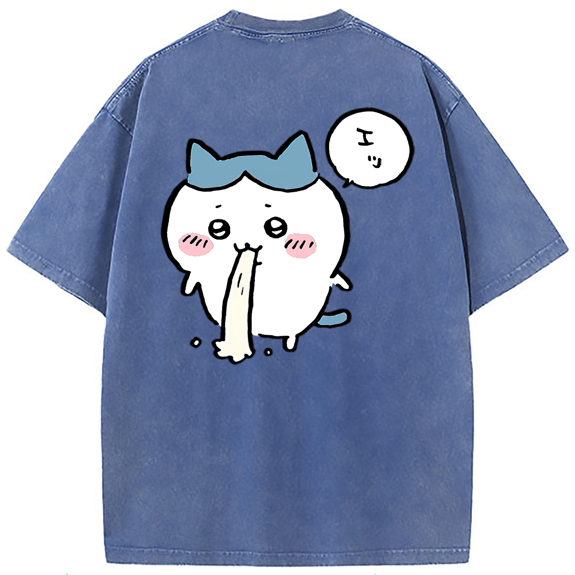 （画像用） ちいかわ ハチワレ Chii-kawa hachiware 綿100% ヴィンテージ風 半袖Tシャツ（背面プリント）