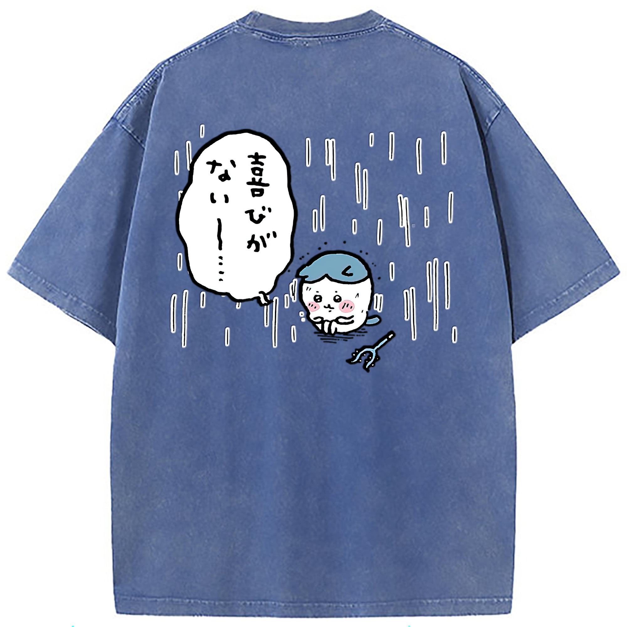 （画像用） ちいかわ ハチワレ Chii-kawa hachiware 綿100% ヴィンテージ風 半袖Tシャツ（背面プリント）