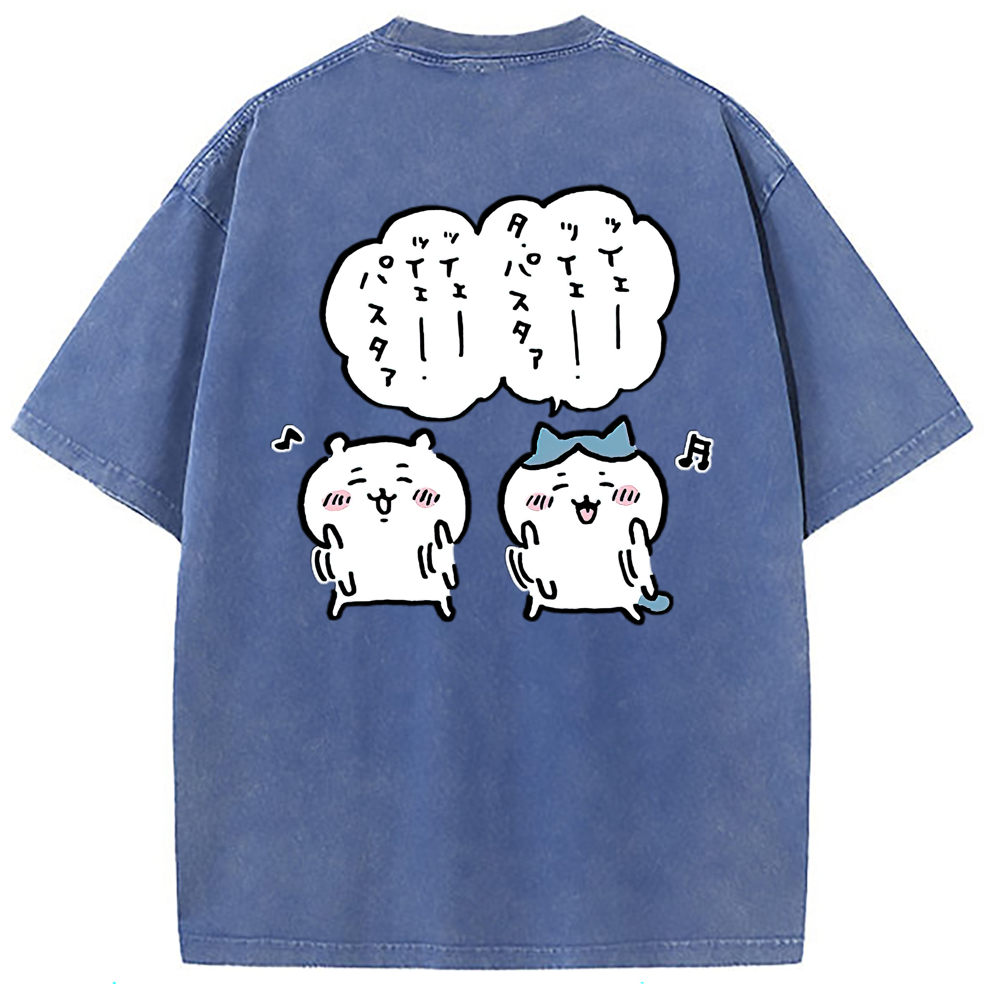 （画像用） ちいかわ ハチワレ Chii-kawa hachiware 綿100% ヴィンテージ風 半袖Tシャツ（背面プリント）