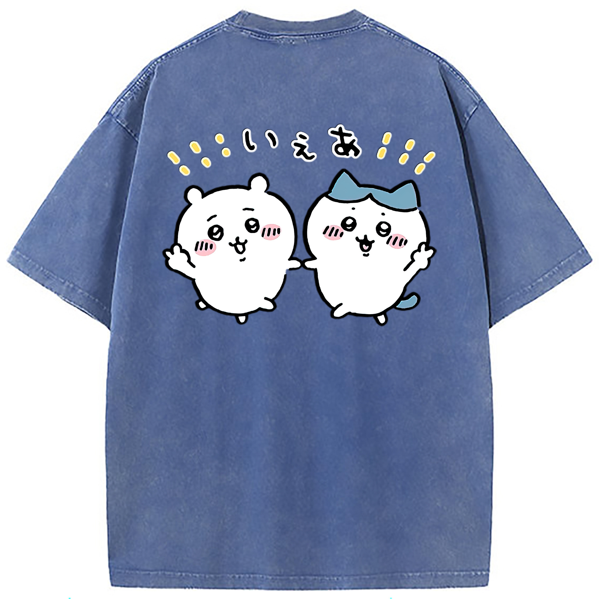 （画像用） ちいかわ ハチワレ Chii-kawa hachiware 綿100% ヴィンテージ風 半袖Tシャツ（背面プリント）