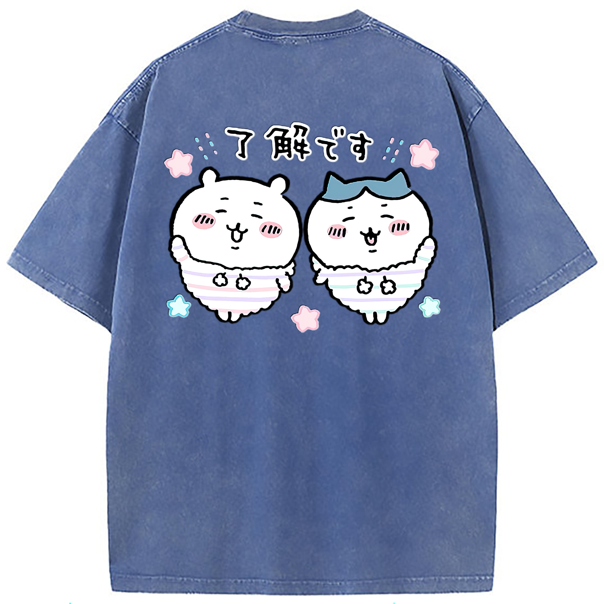 （画像用） ちいかわ ハチワレ Chii-kawa hachiware 綿100% ヴィンテージ風 半袖Tシャツ（背面プリント）