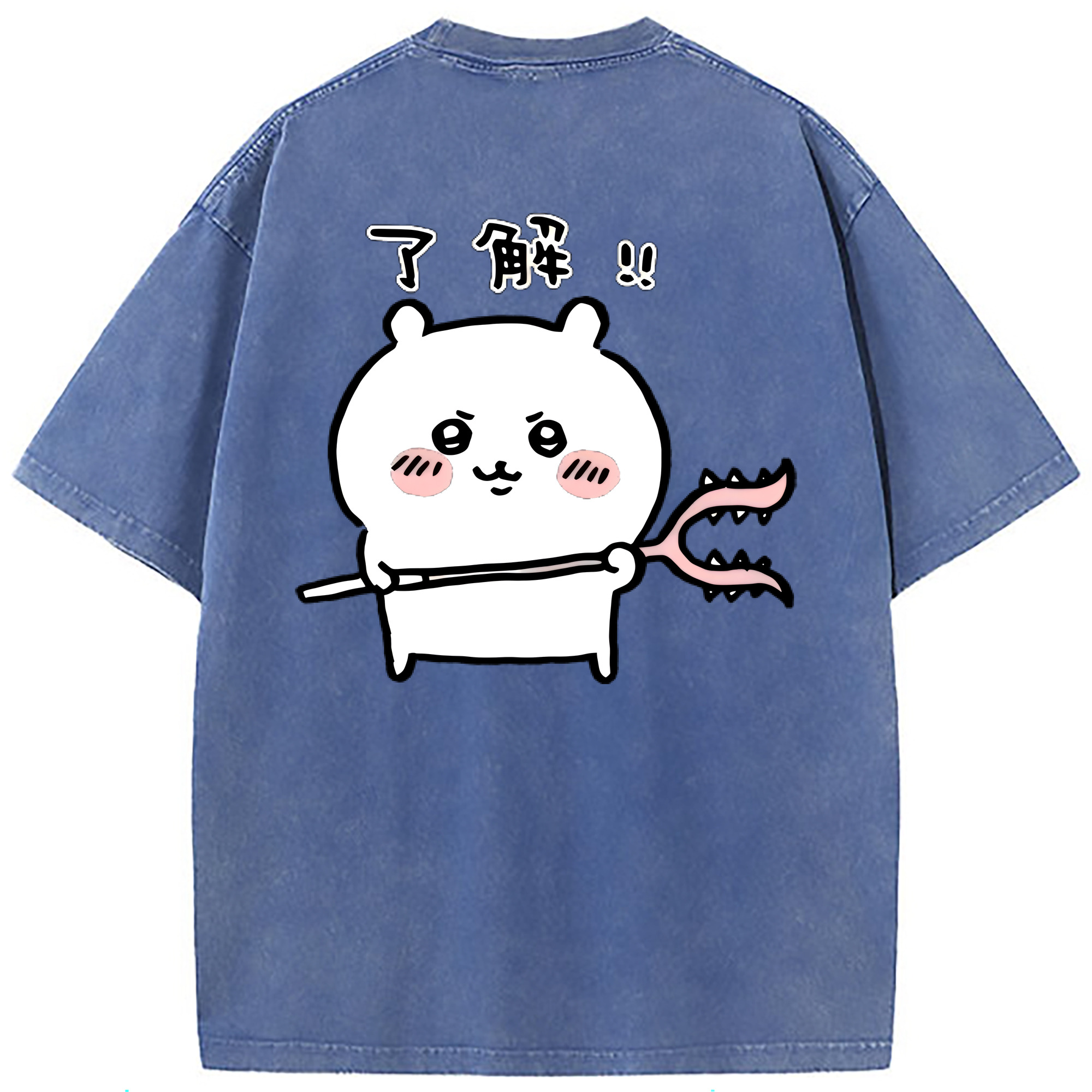 （画像用） ちいかわ ちいかわ Chii-kawa chiikawa 綿100% ヴィンテージ風 半袖Tシャツ（背面プリント）