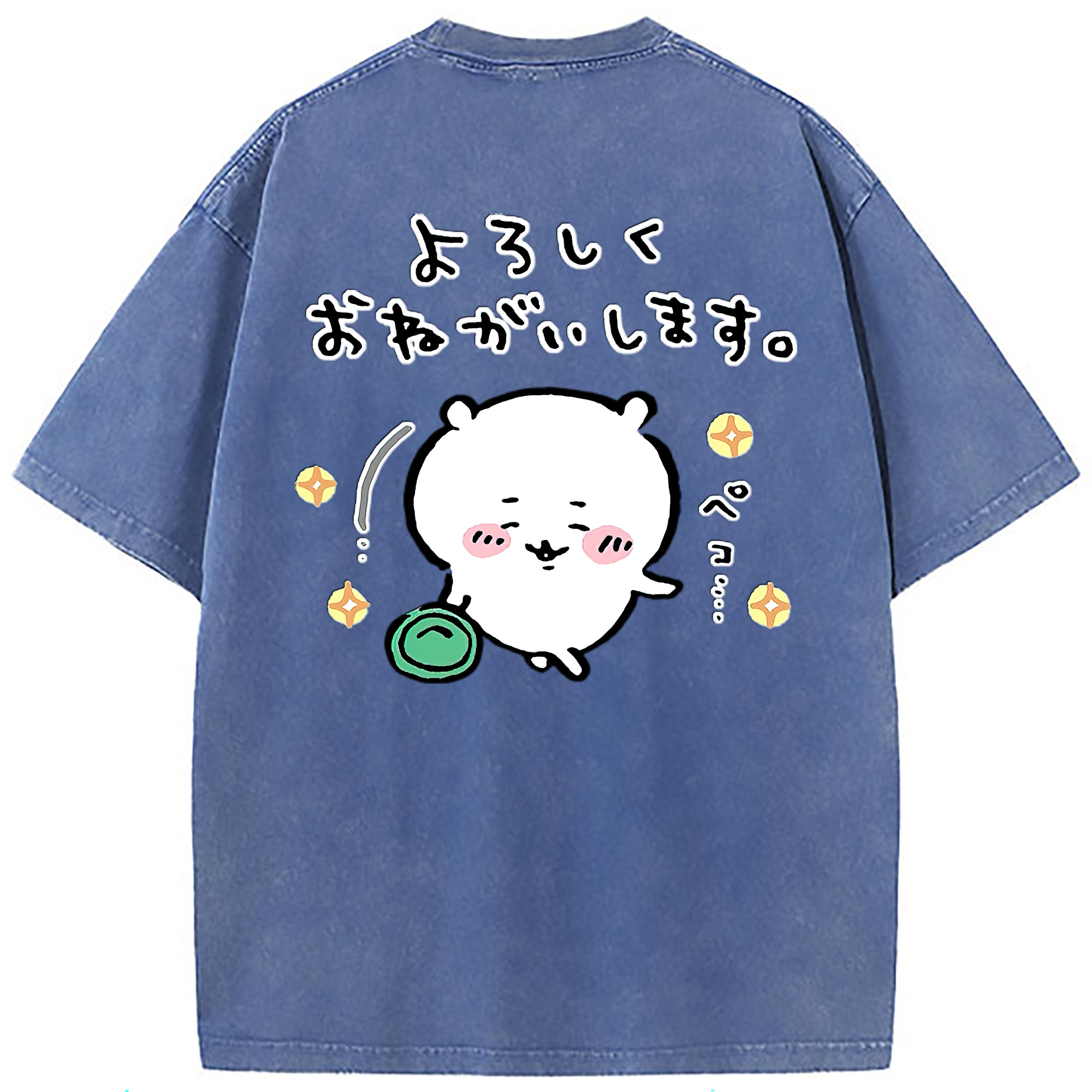 （画像用） ちいかわ ちいかわ Chii-kawa chiikawa 綿100% ヴィンテージ風 半袖Tシャツ（背面プリント）